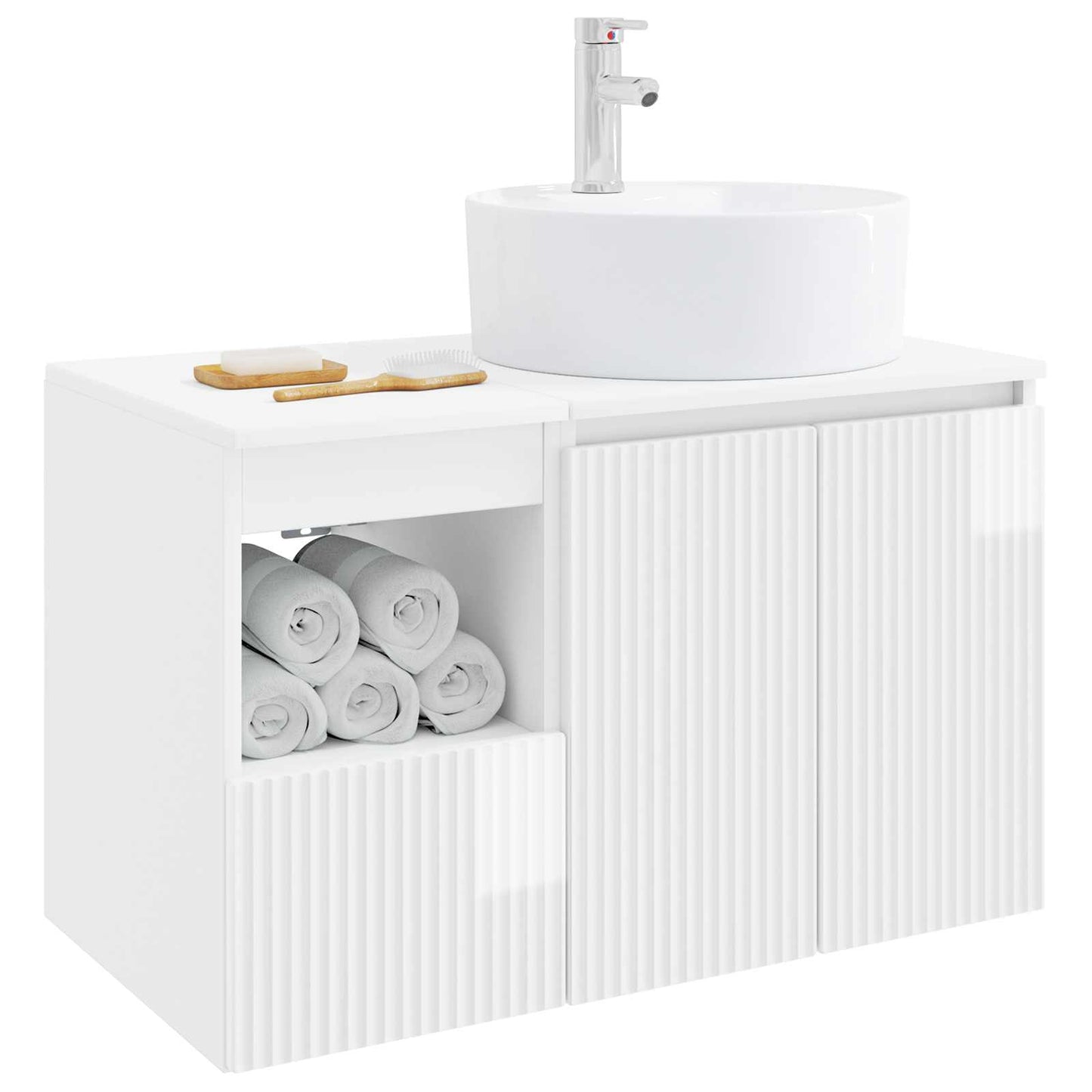 Badezimmermöbel-Set 2 stk. Hochglanz Weiß Holzwerkstoff