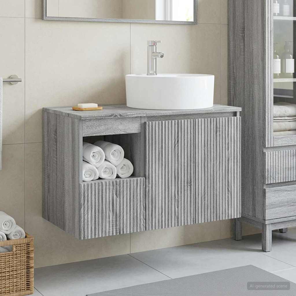 Badezimmermöbel-Set 2 stk. Grau Sonoma Holzwerkstoff