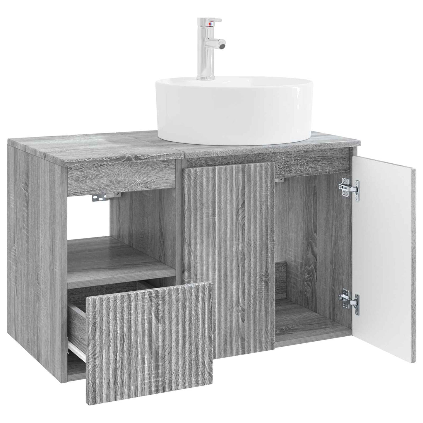 Badezimmermöbel-Set 2 stk. Grau Sonoma Holzwerkstoff