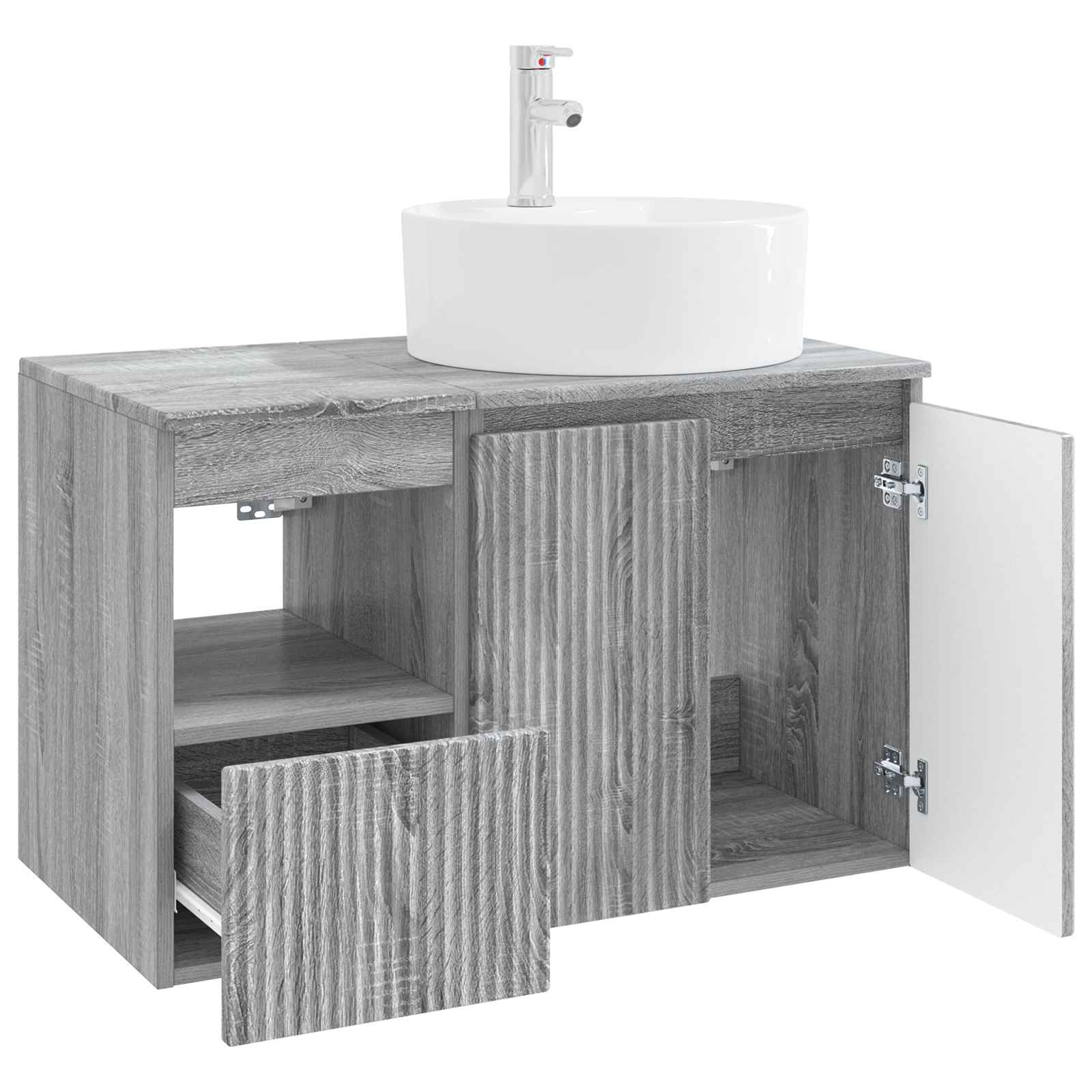 Badezimmermöbel-Set 2 stk. Grau Sonoma Holzwerkstoff