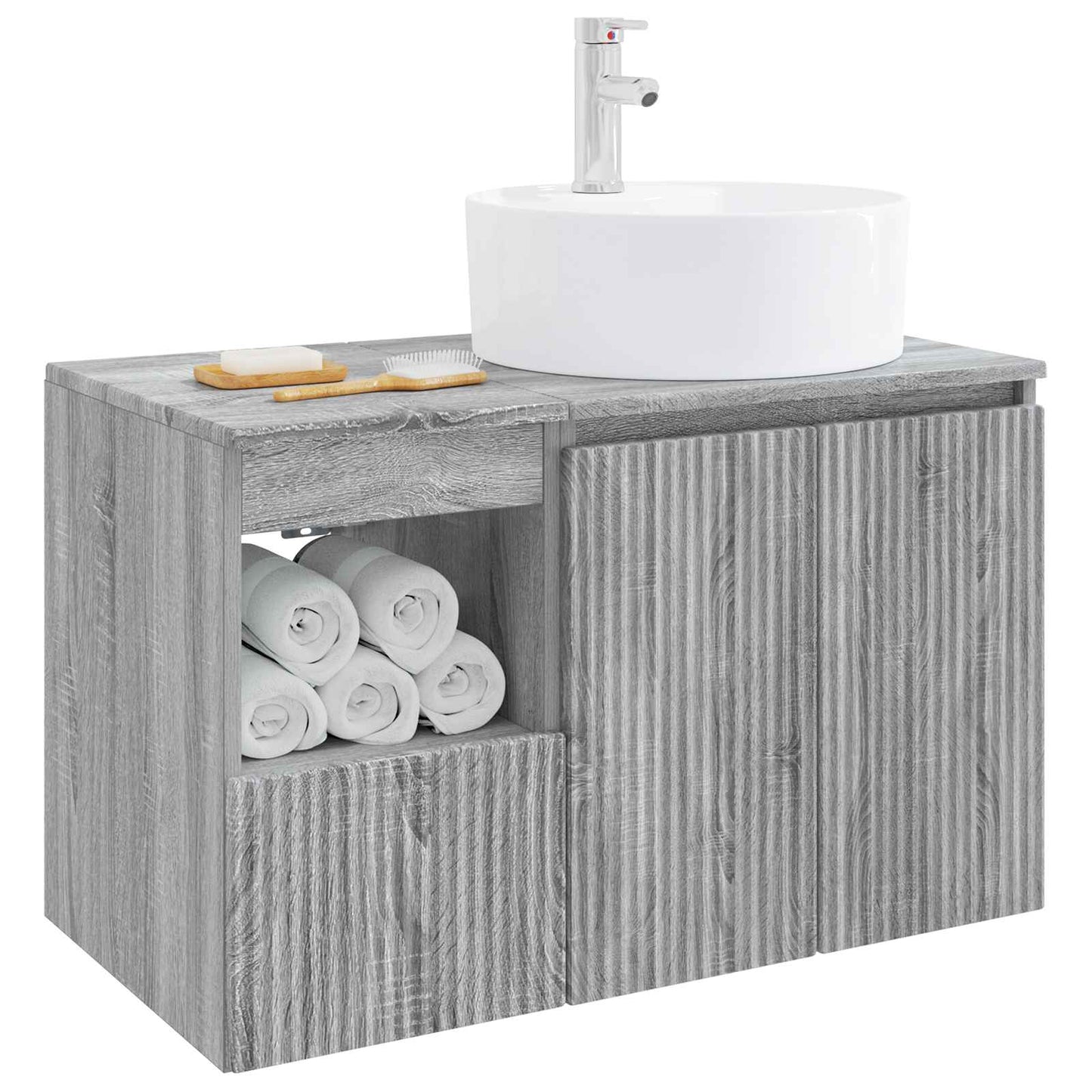 Badezimmermöbel-Set 2 stk. Grau Sonoma Holzwerkstoff