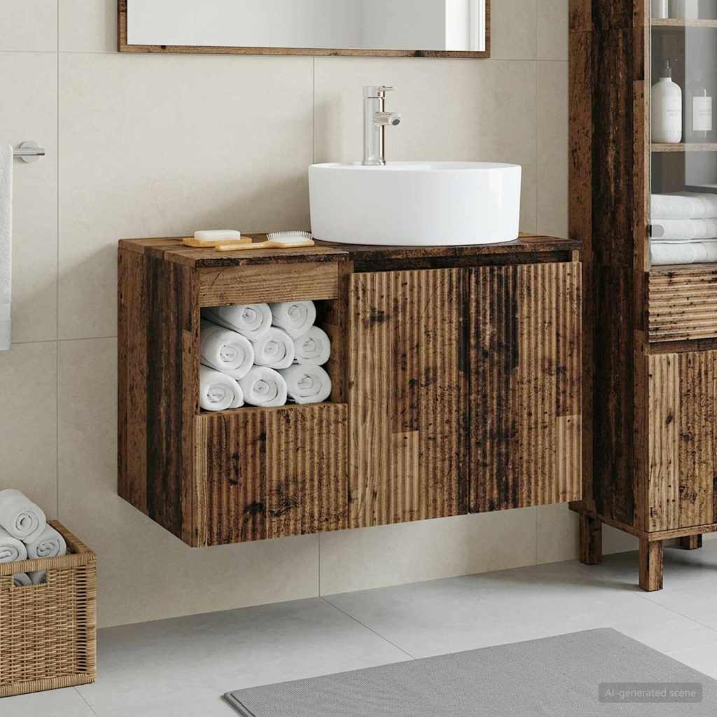 Badezimmermöbel-Set 2 stk. Altholz Holzwerkstoff
