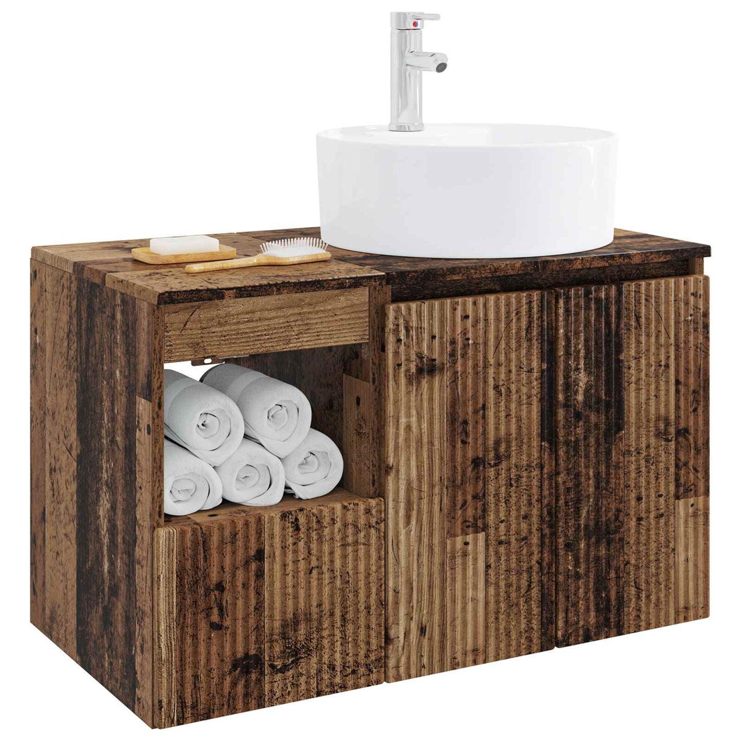 Badezimmermöbel-Set 2 stk. Altholz Holzwerkstoff