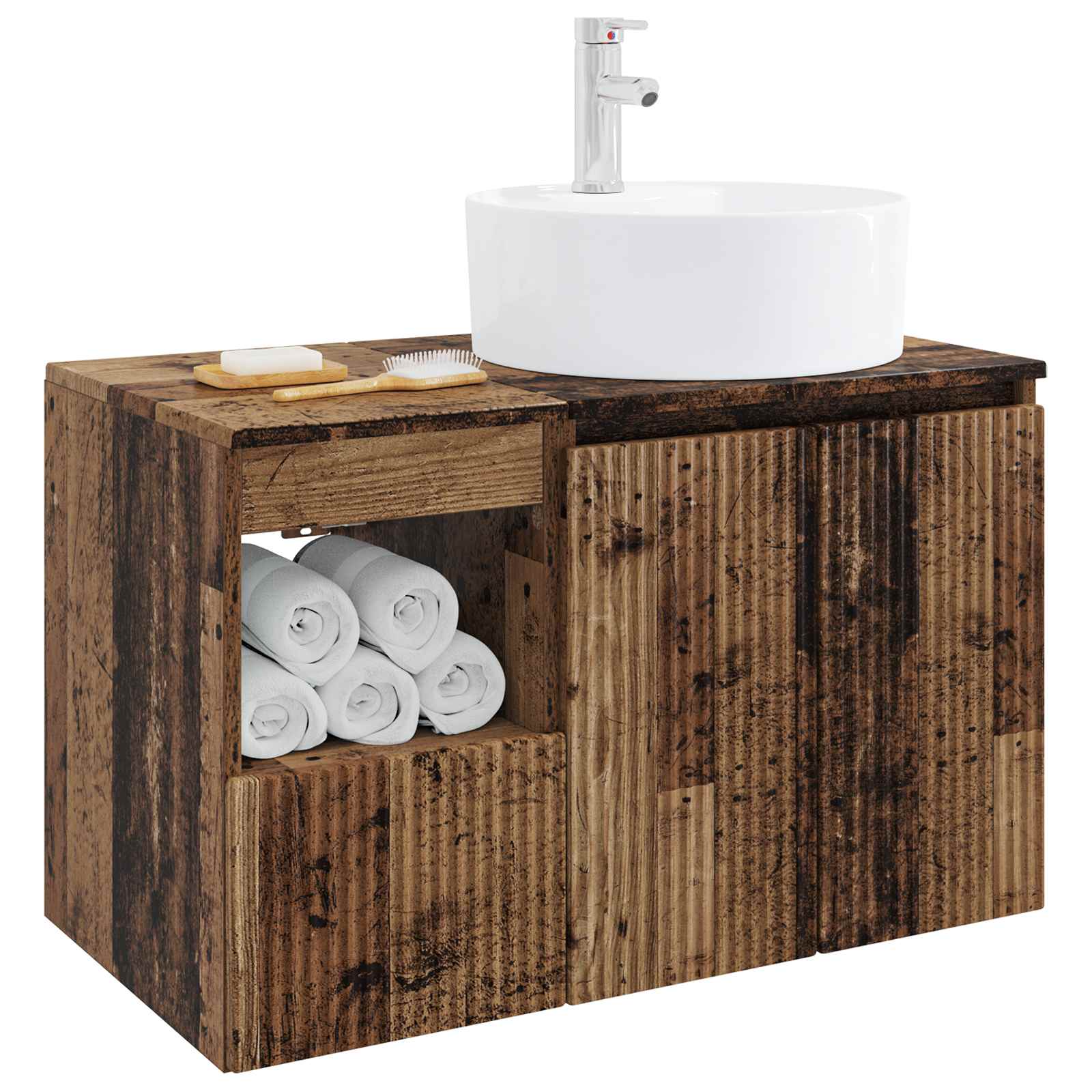 Badezimmermöbel-Set 2 stk. Altholz Holzwerkstoff