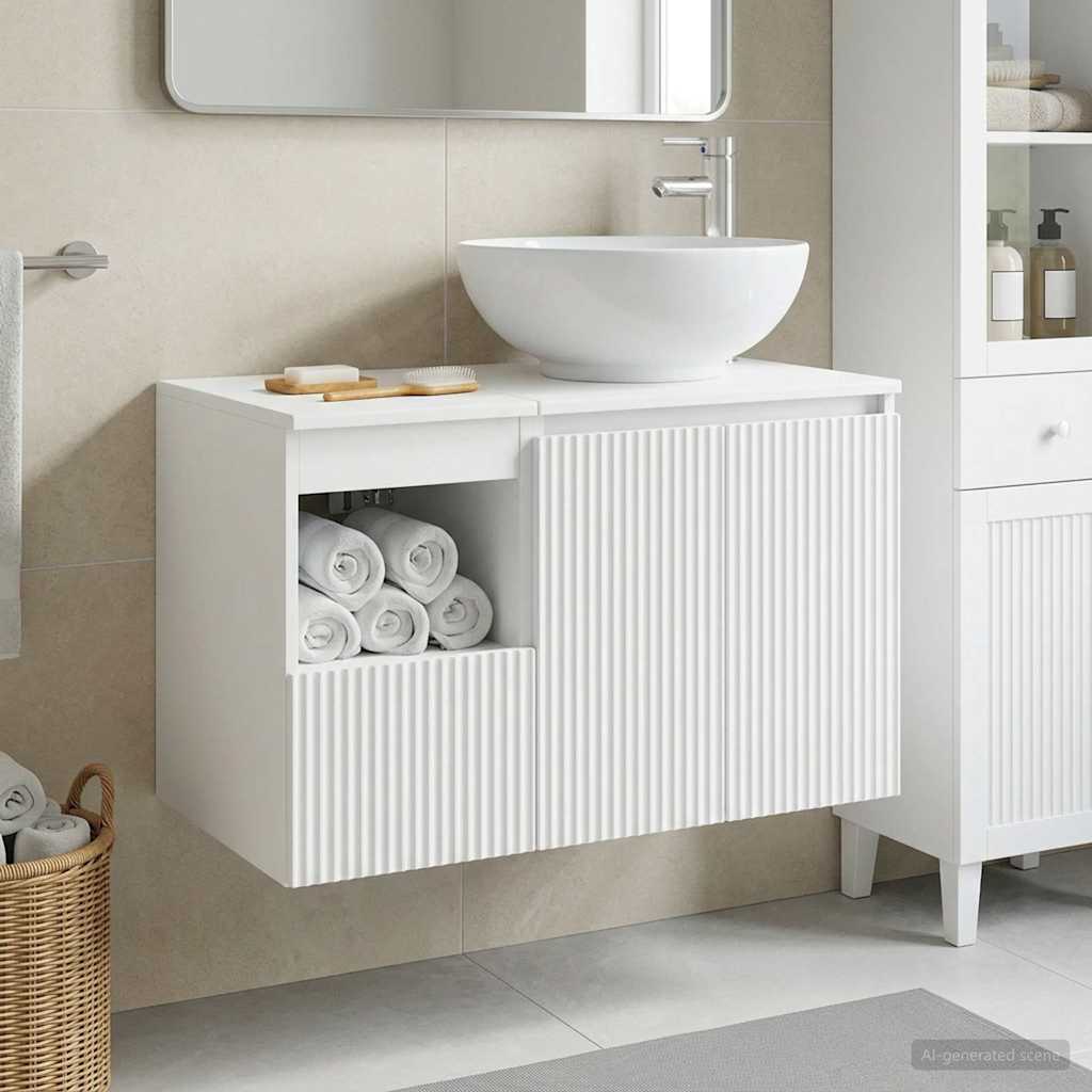 Badezimmermöbel-Set 2 stk. Weiß Holzwerkstoff