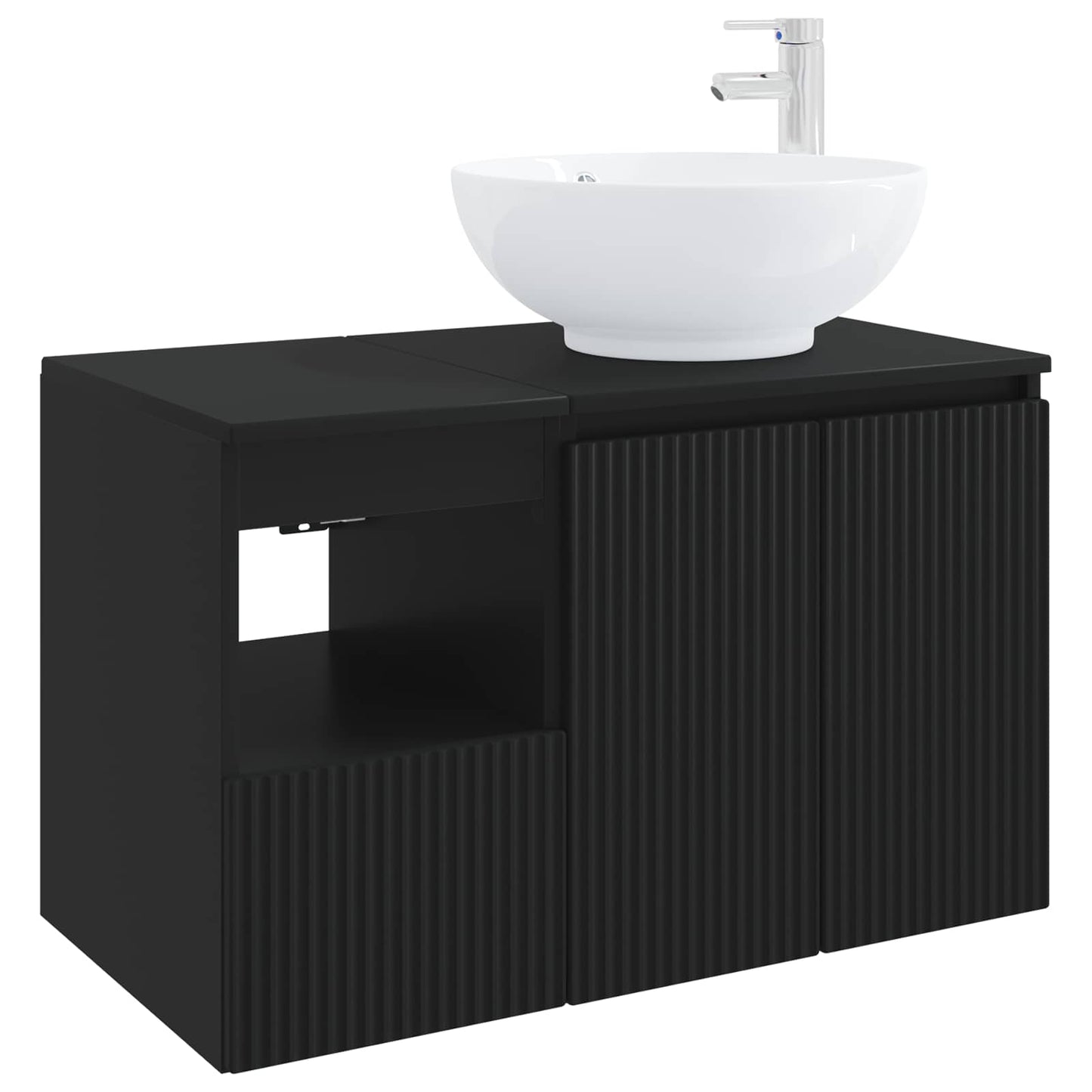 Badezimmermöbel-Set 2 stk. Schwarz Holzwerkstoff