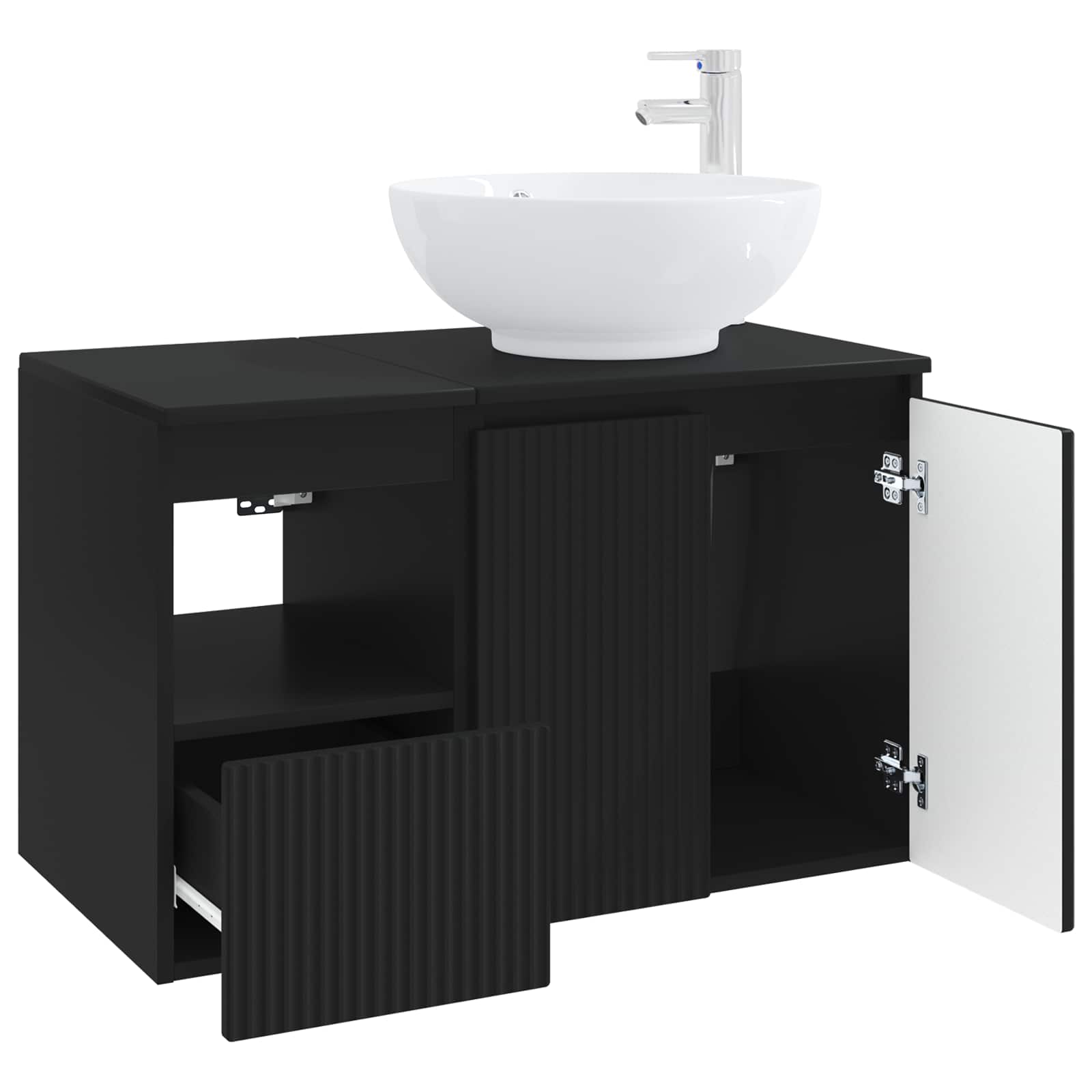 Badezimmermöbel-Set 2 stk. Schwarz Holzwerkstoff