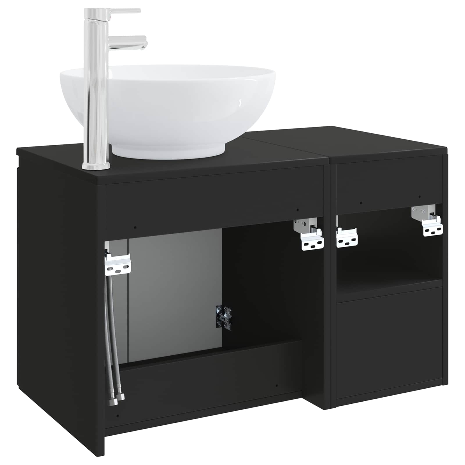 Badezimmermöbel-Set 2 stk. Schwarz Holzwerkstoff
