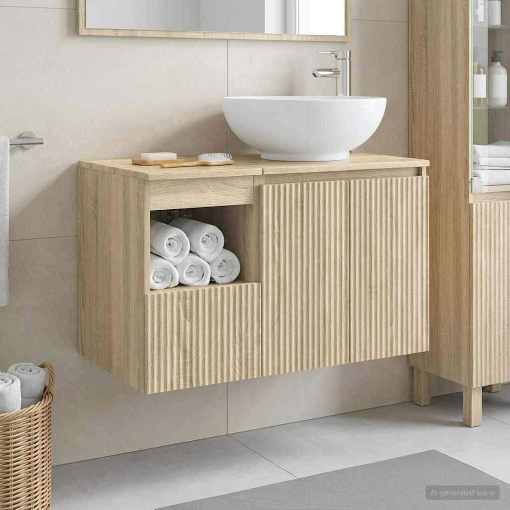 Badezimmermöbel-Set 2 stk. Sonoma-Eiche Holzwerkstoff