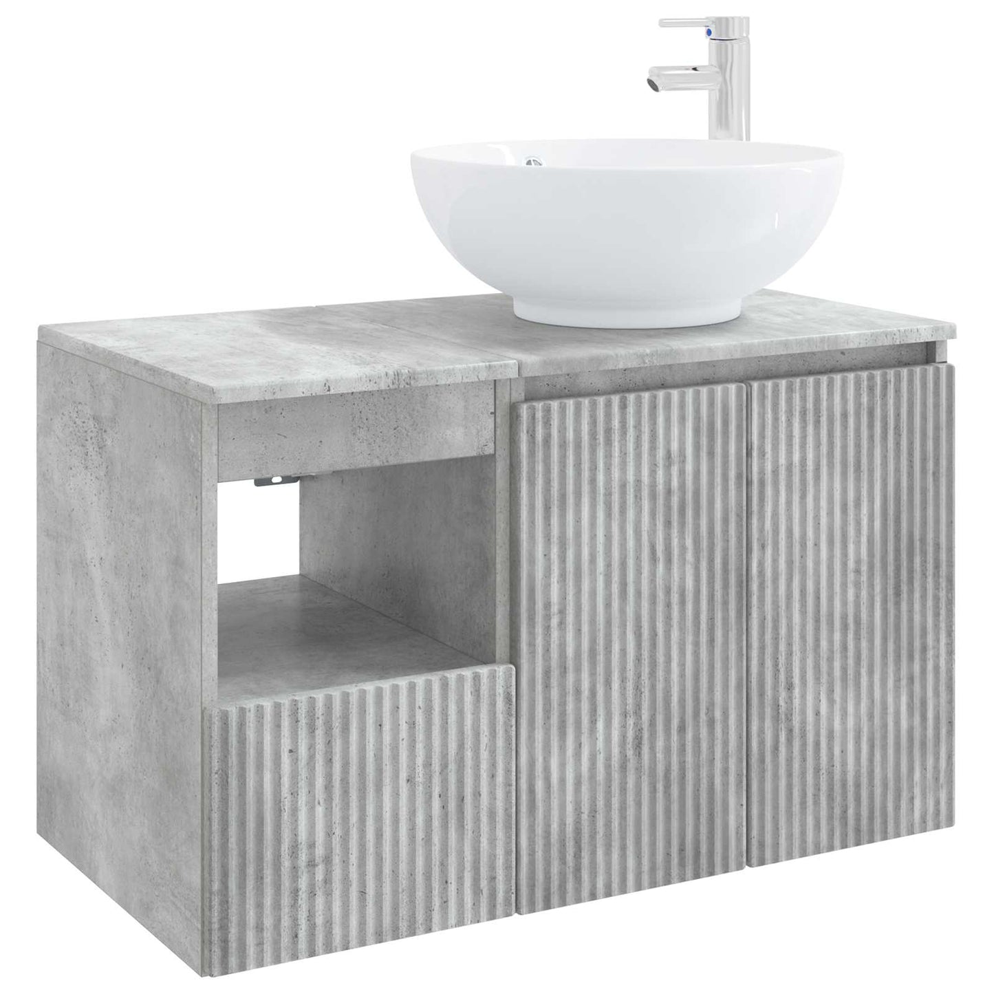 Badezimmermöbel-Set 2 stk. Betongrau Holzwerkstoff