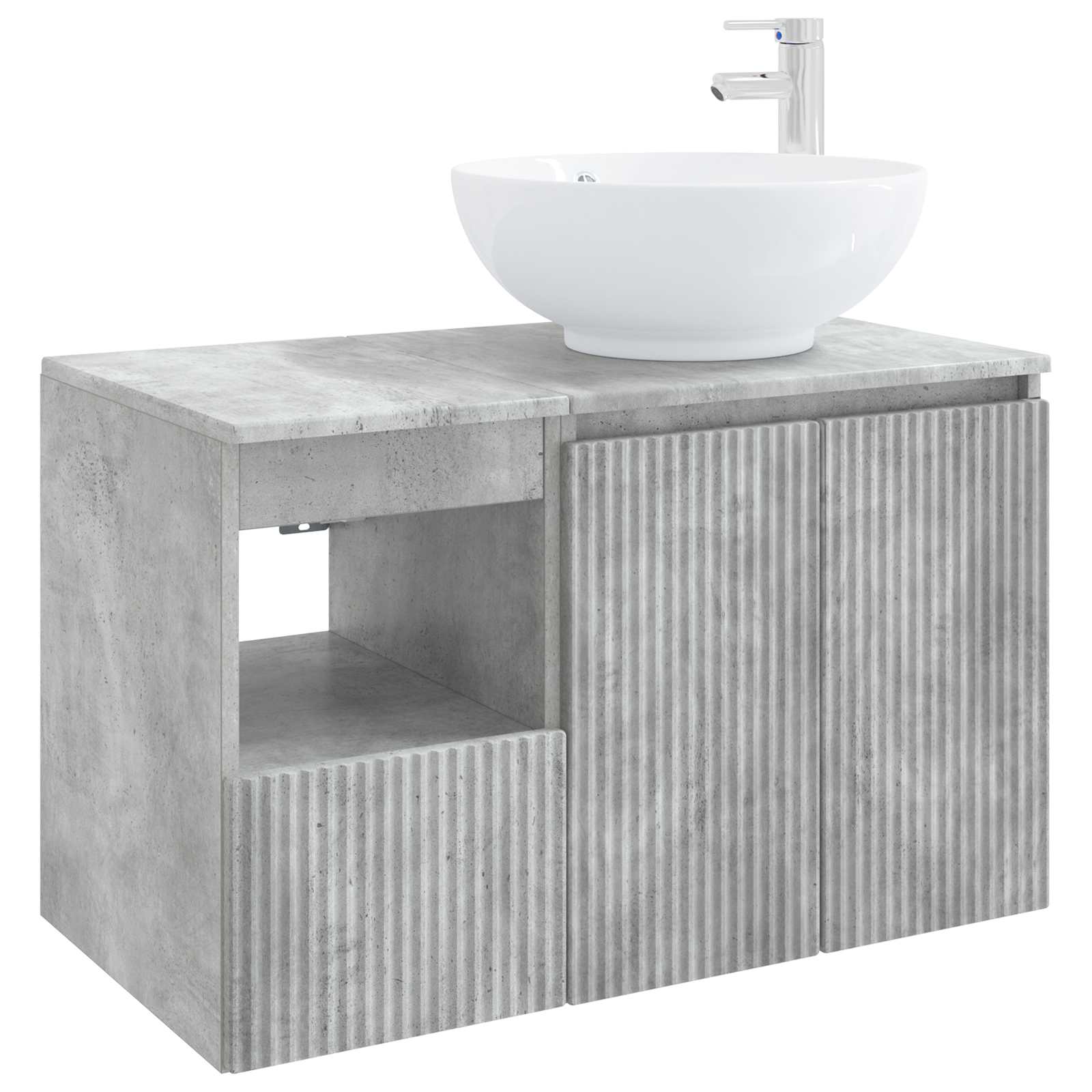 Badezimmermöbel-Set 2 stk. Betongrau Holzwerkstoff