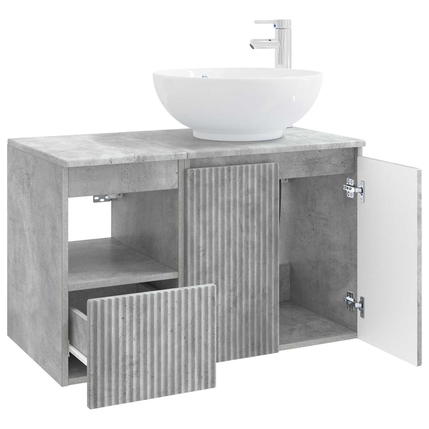 Badezimmermöbel-Set 2 stk. Betongrau Holzwerkstoff