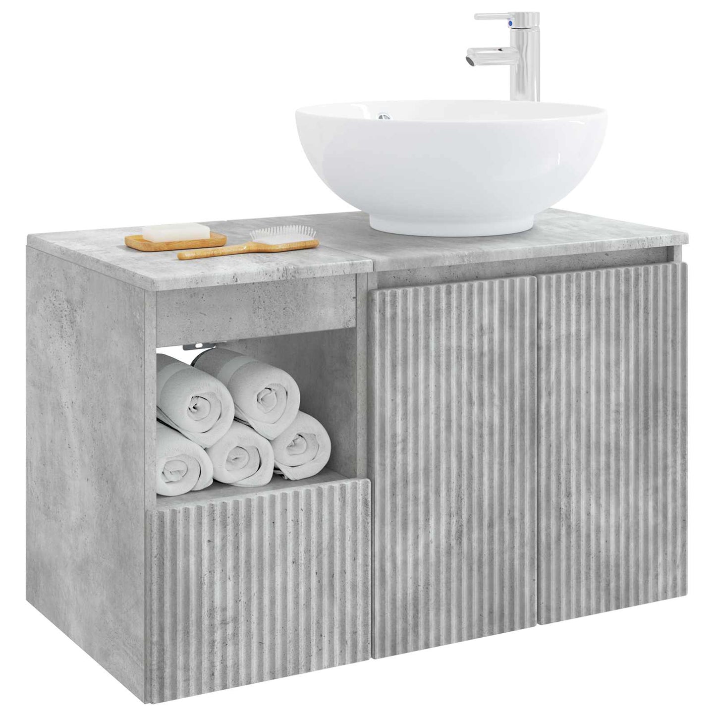 Badezimmermöbel-Set 2 stk. Betongrau Holzwerkstoff