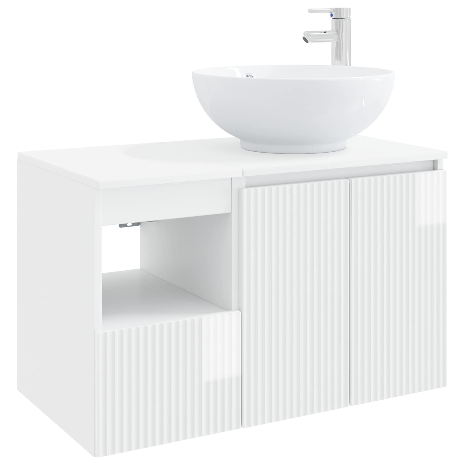 Badezimmermöbel-Set 2 stk. Hochglanz Weiß Holzwerkstoff