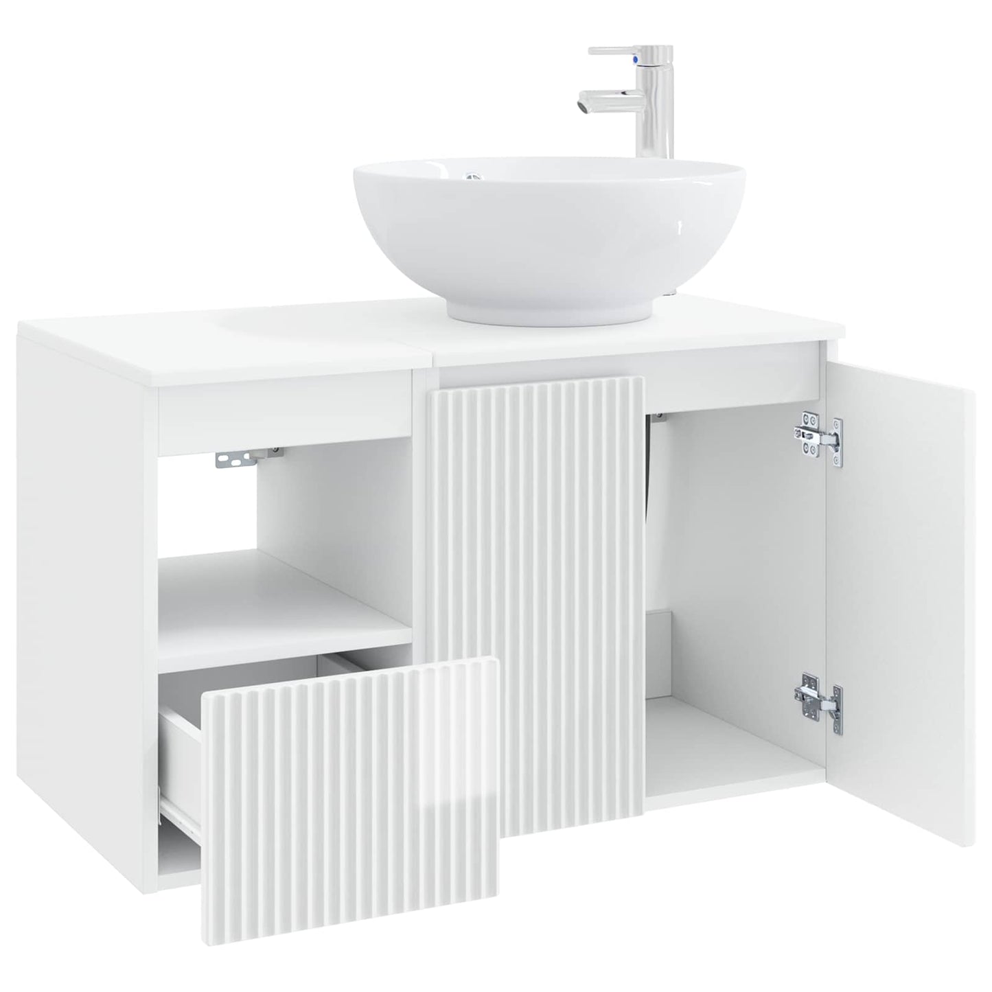 Badezimmermöbel-Set 2 stk. Hochglanz Weiß Holzwerkstoff