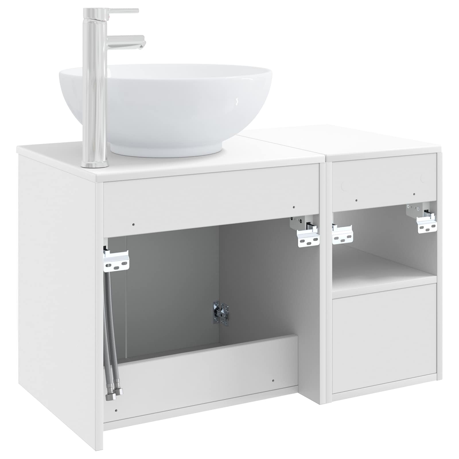Badezimmermöbel-Set 2 stk. Hochglanz Weiß Holzwerkstoff