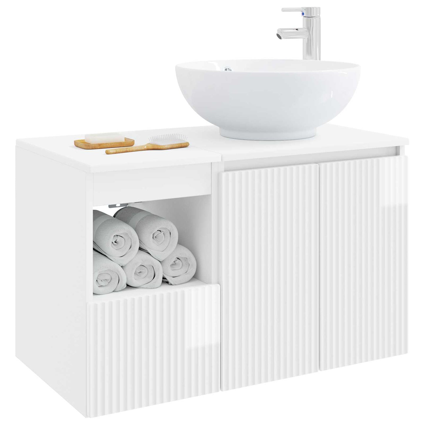 Badezimmermöbel-Set 2 stk. Hochglanz Weiß Holzwerkstoff