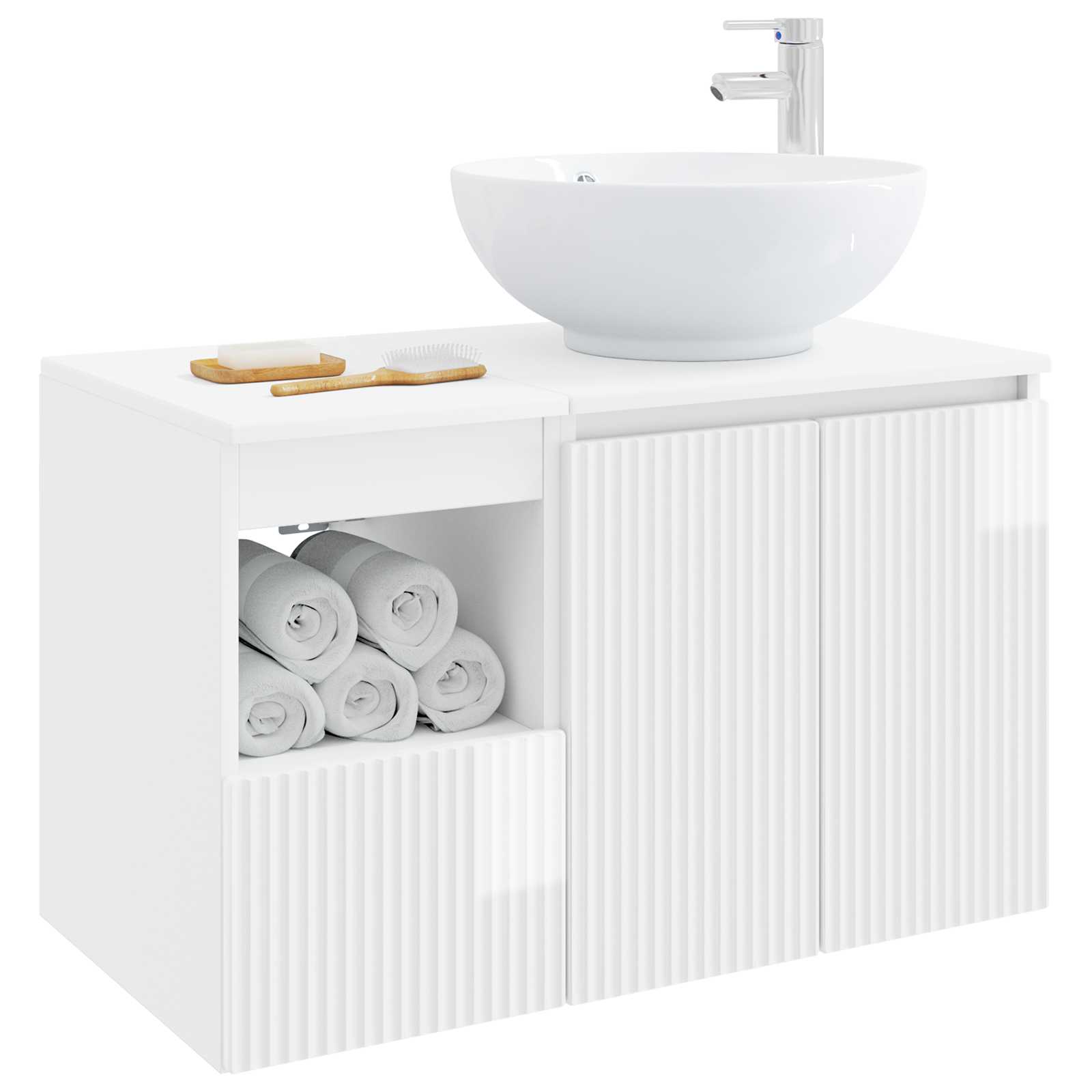 Badezimmermöbel-Set 2 stk. Hochglanz Weiß Holzwerkstoff