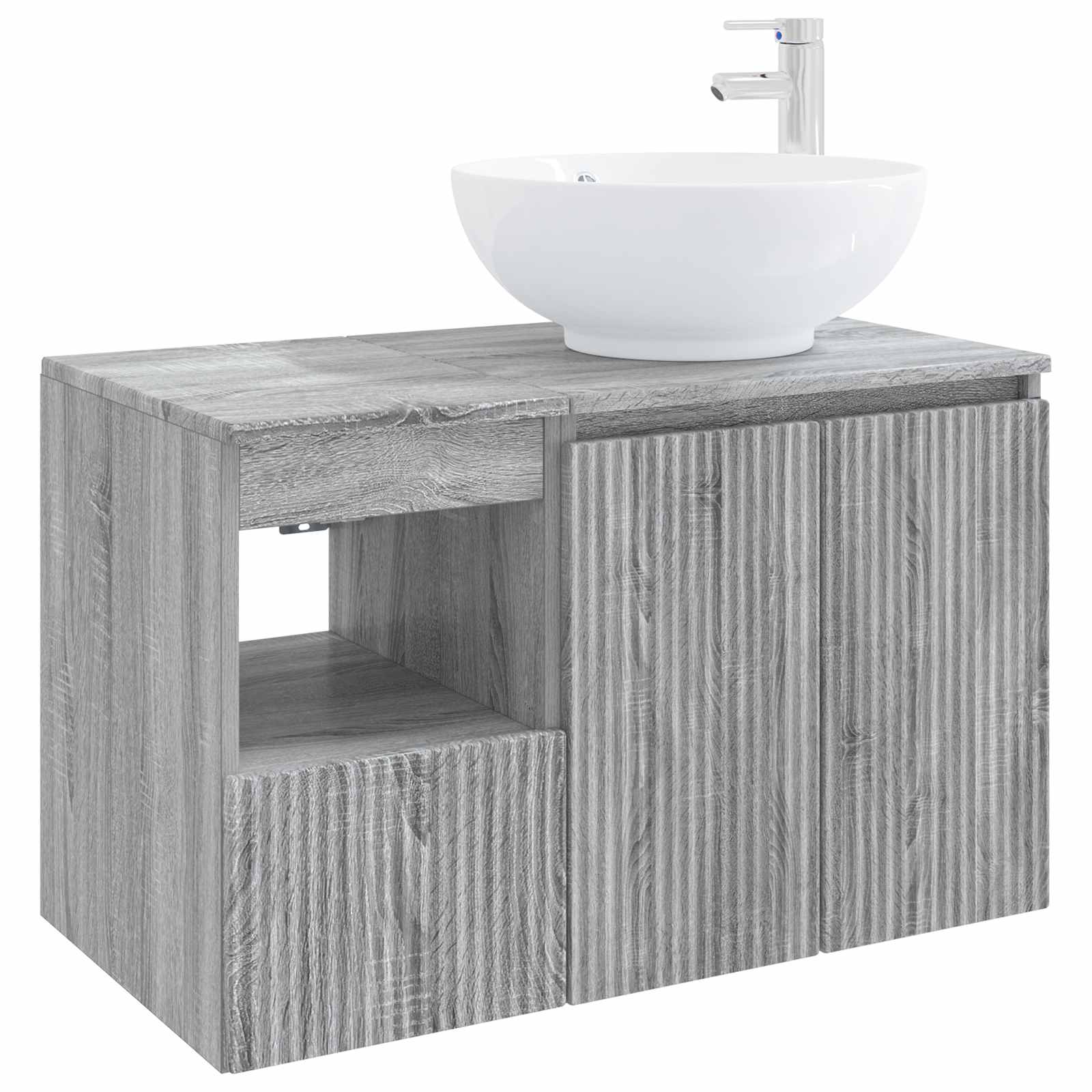 Badezimmermöbel-Set 2 stk. Grau Sonoma Holzwerkstoff
