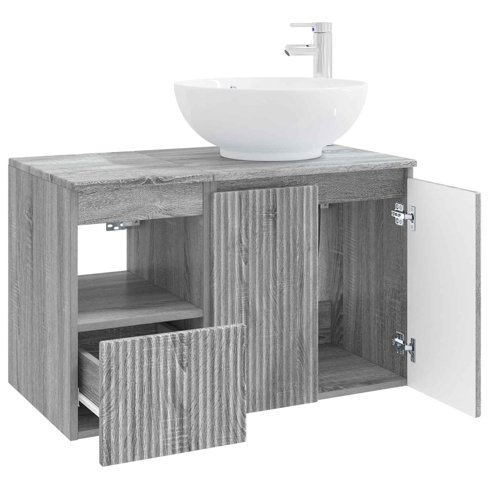 Badezimmermöbel-Set 2 stk. Grau Sonoma Holzwerkstoff