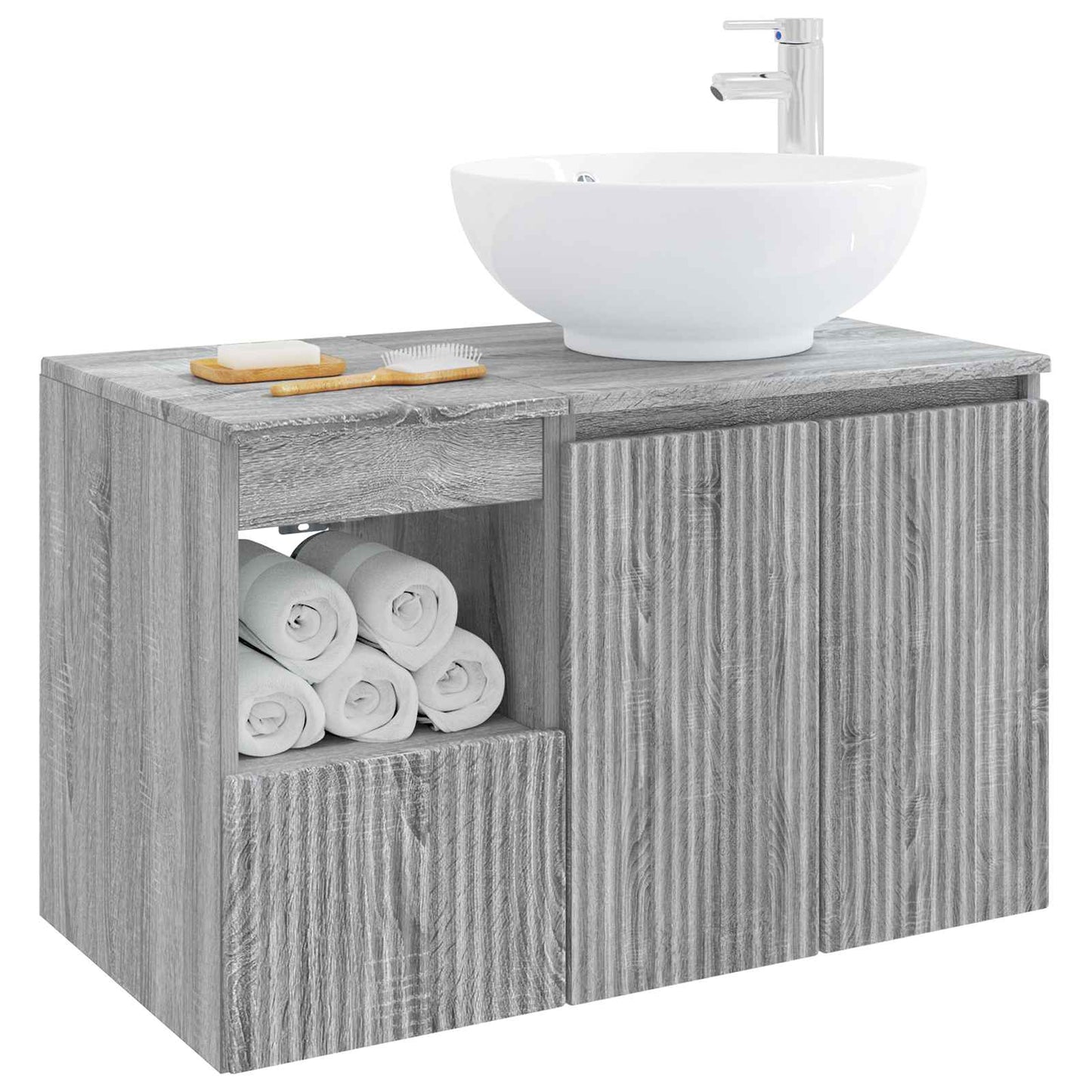 Badezimmermöbel-Set 2 stk. Grau Sonoma Holzwerkstoff