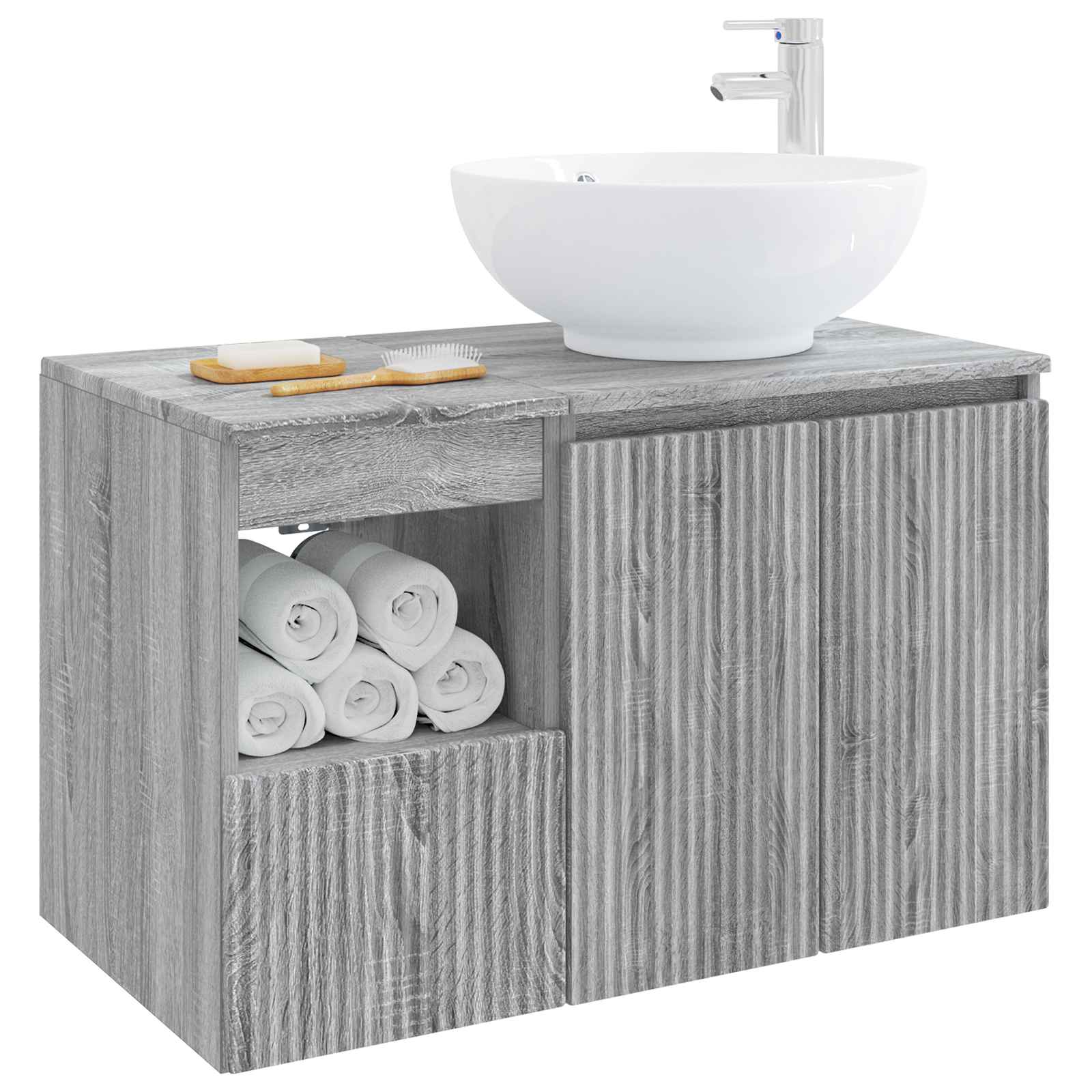 Badezimmermöbel-Set 2 stk. Grau Sonoma Holzwerkstoff