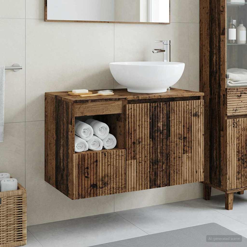 Badezimmermöbel-Set 2 stk. Altholz Holzwerkstoff