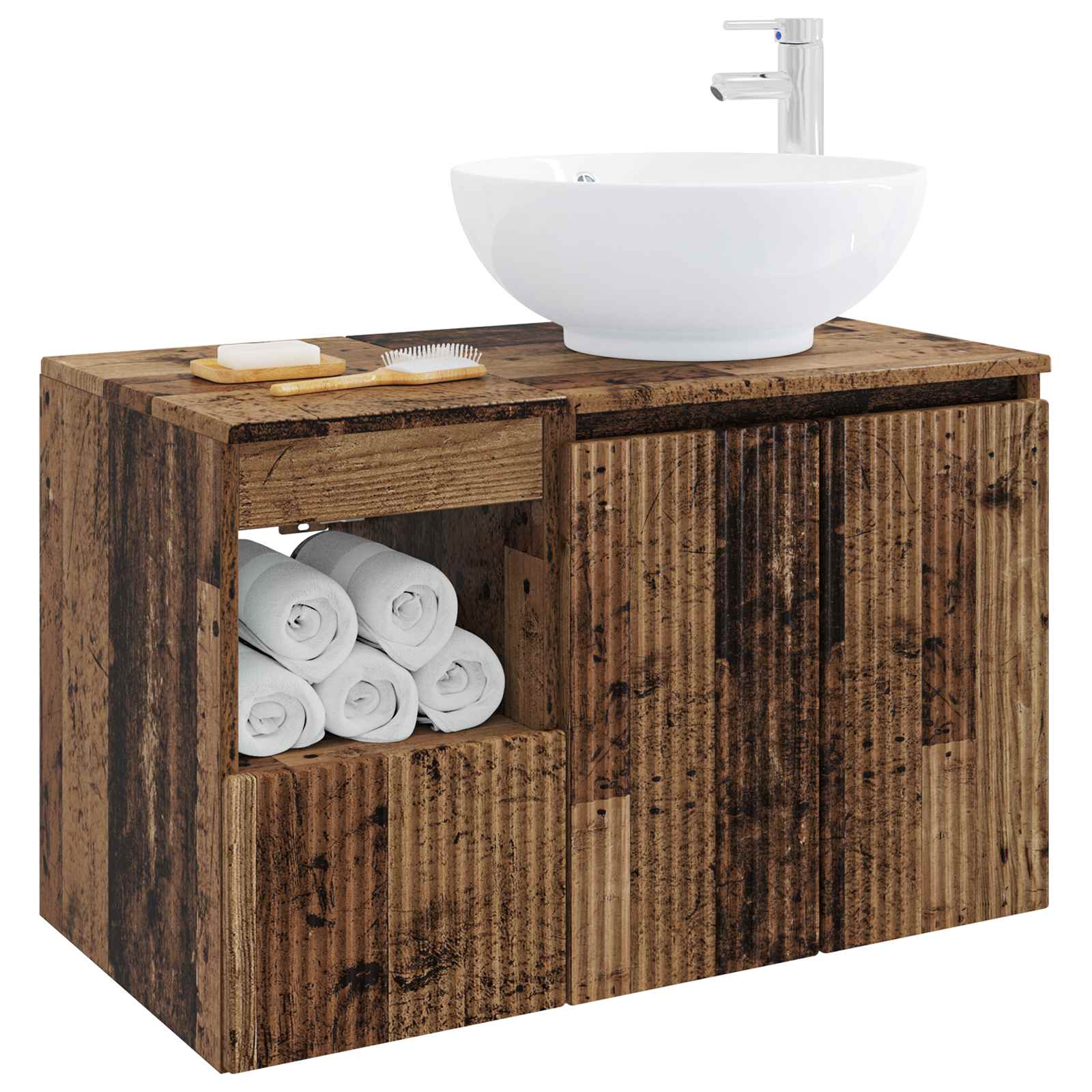 Badezimmermöbel-Set 2 stk. Altholz Holzwerkstoff