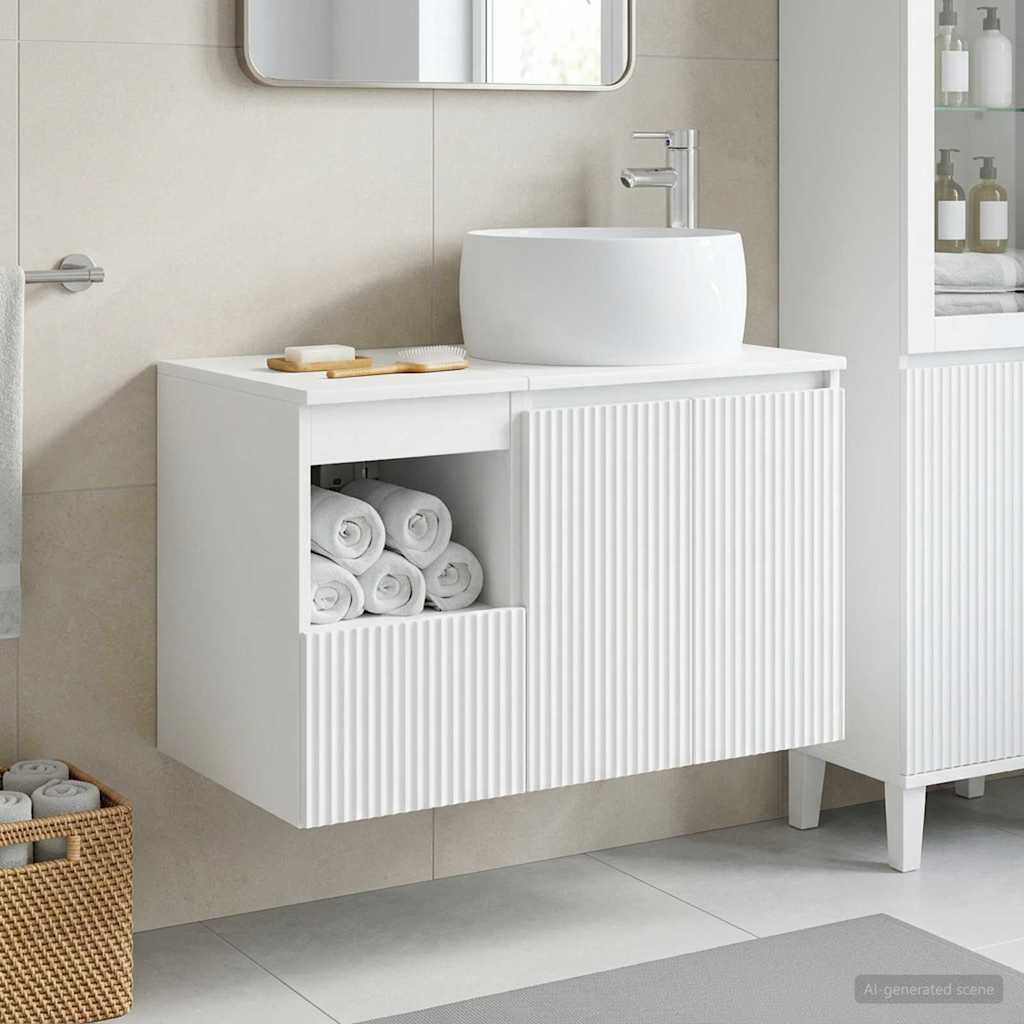 Badezimmermöbel-Set 2 stk. Weiß Holzwerkstoff