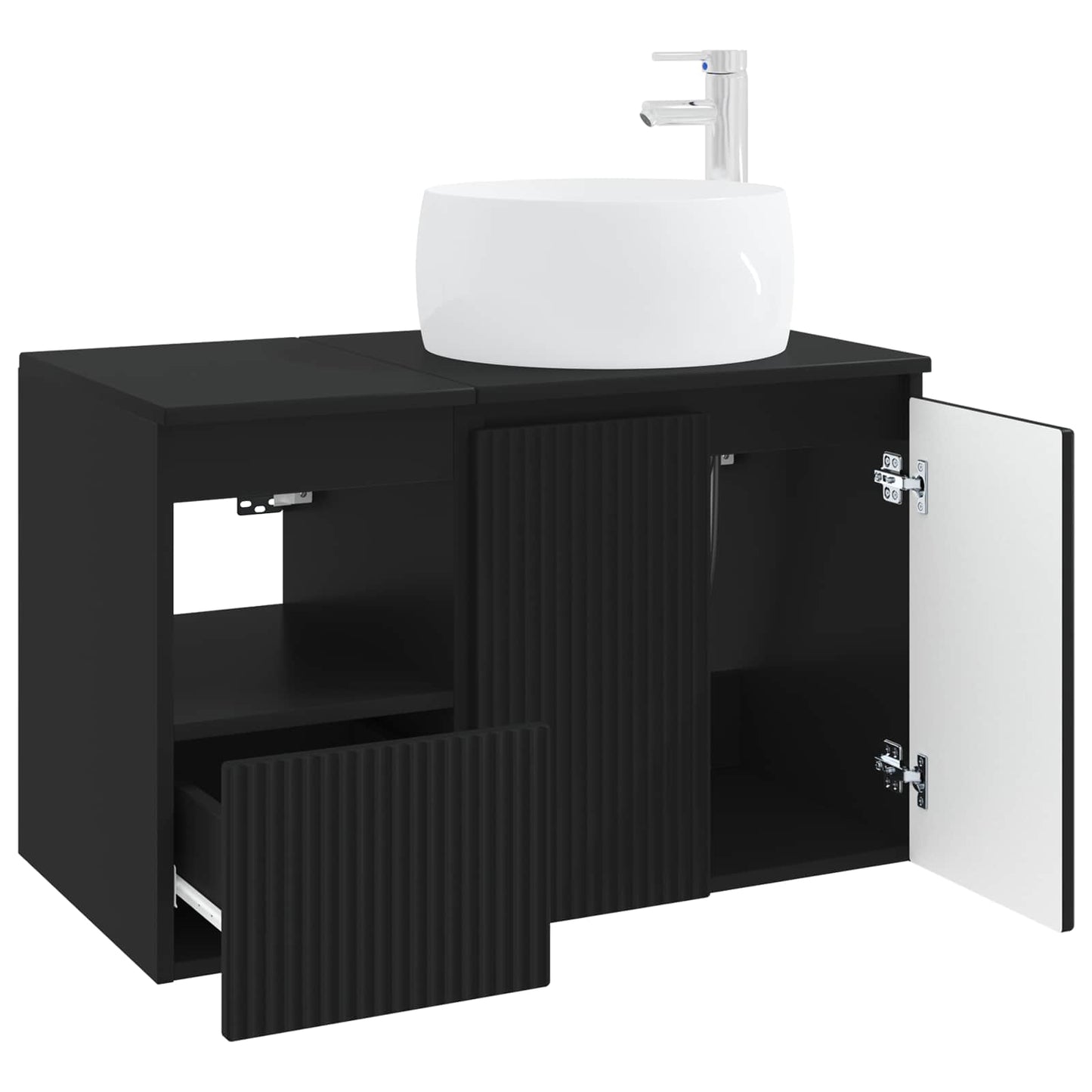 Badezimmermöbel-Set 2 stk. Schwarz Holzwerkstoff