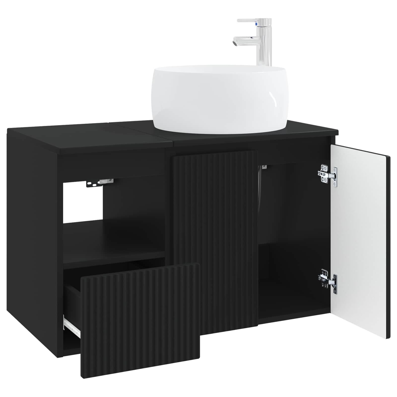 Badezimmermöbel-Set 2 stk. Schwarz Holzwerkstoff