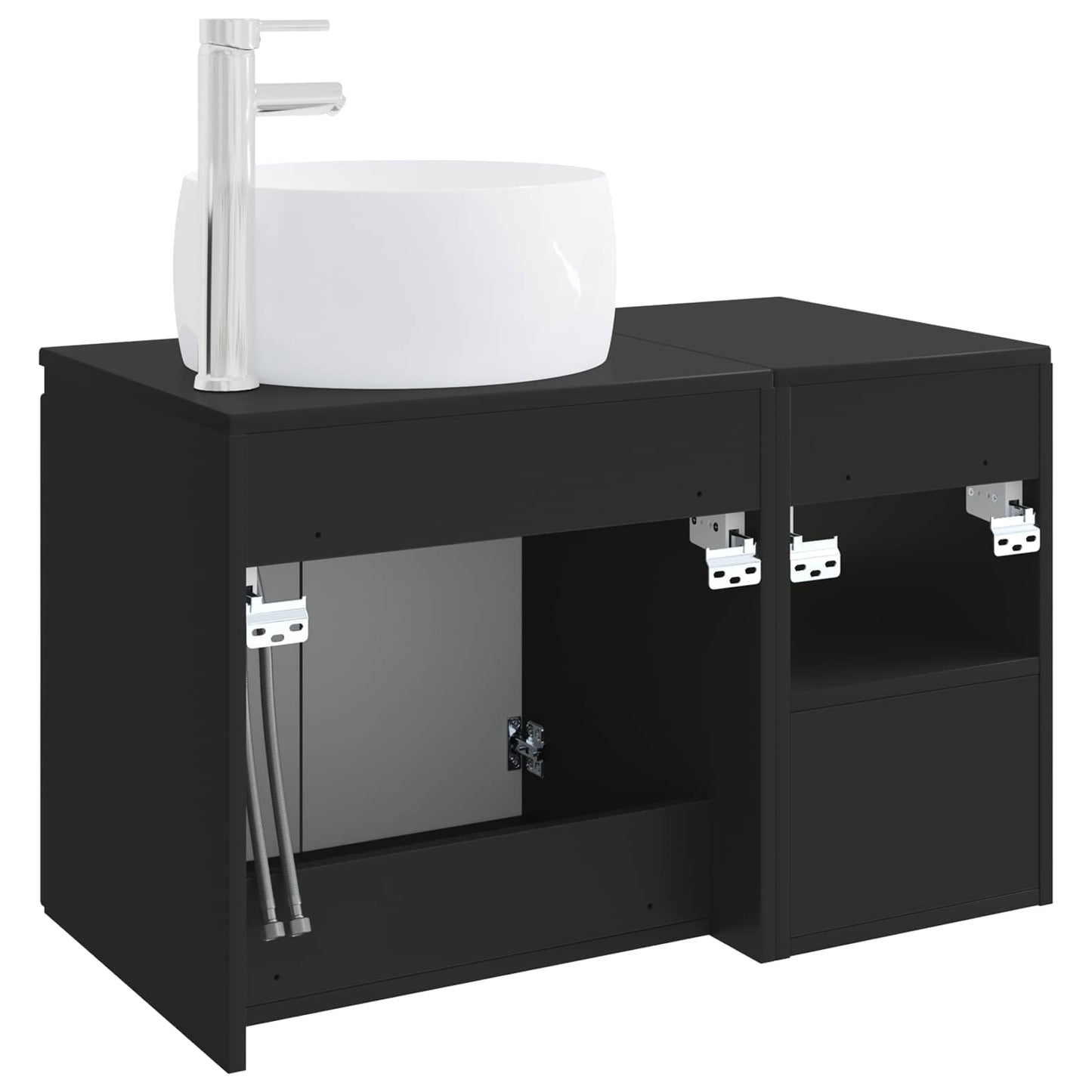 Badezimmermöbel-Set 2 stk. Schwarz Holzwerkstoff
