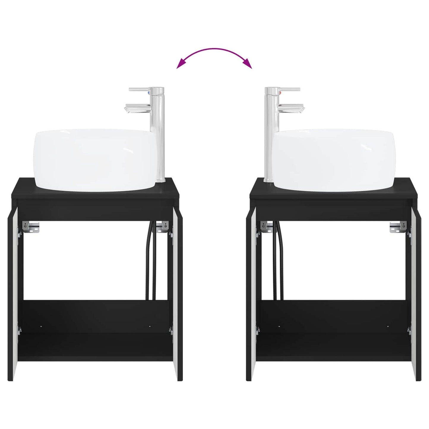 Badezimmermöbel-Set 2 stk. Schwarz Holzwerkstoff
