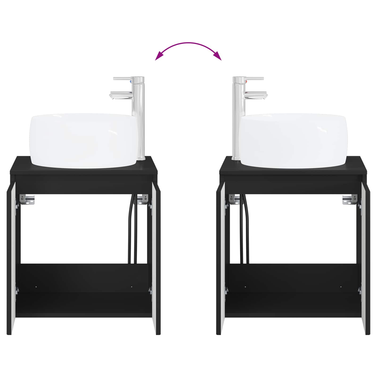 Badezimmermöbel-Set 2 stk. Schwarz Holzwerkstoff