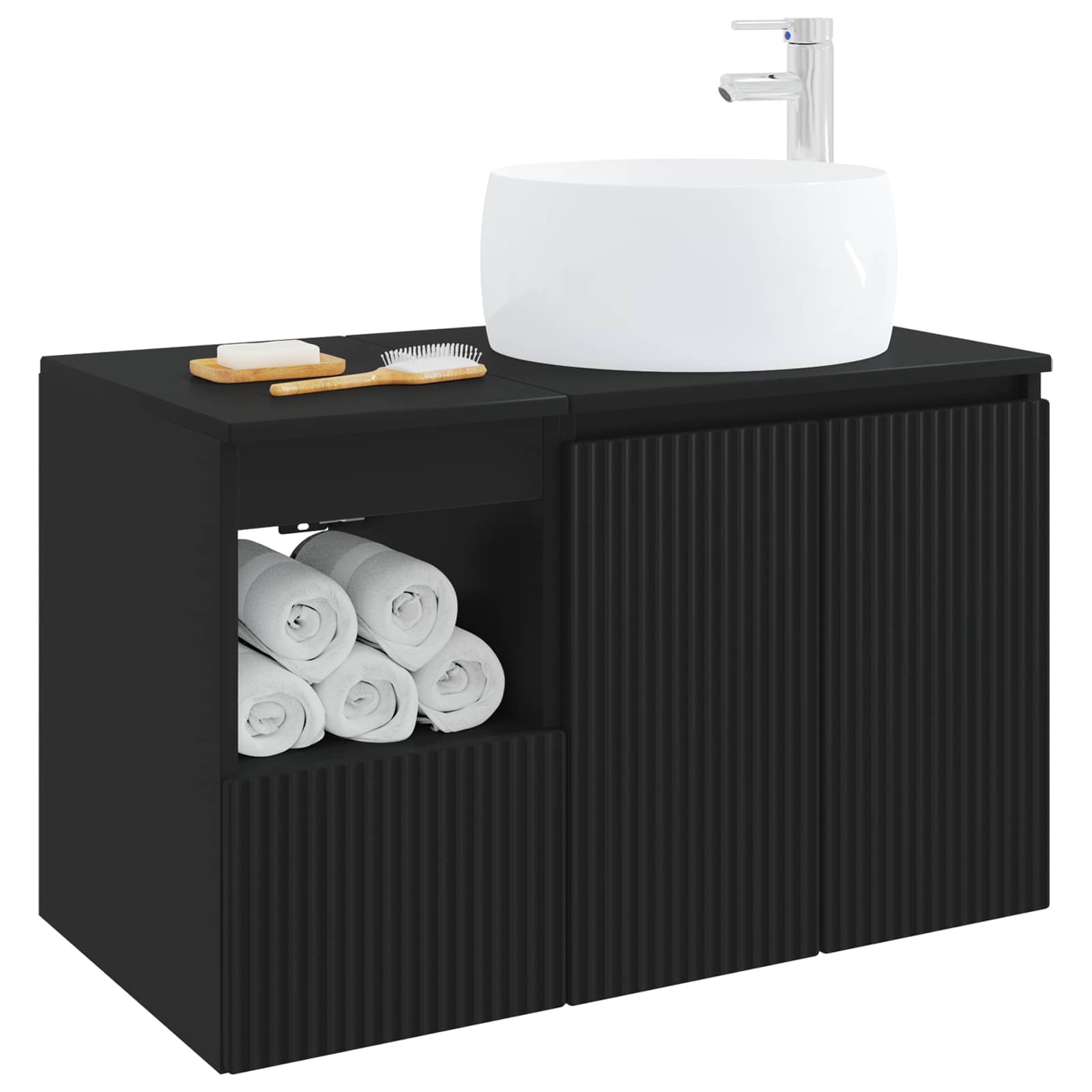 Badezimmermöbel-Set 2 stk. Schwarz Holzwerkstoff