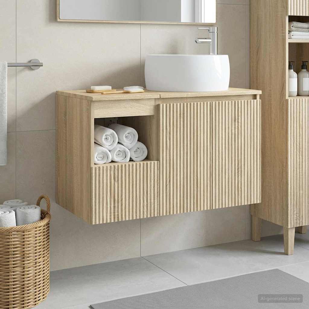 Badezimmermöbel-Set 2 stk. Sonoma-Eiche Holzwerkstoff