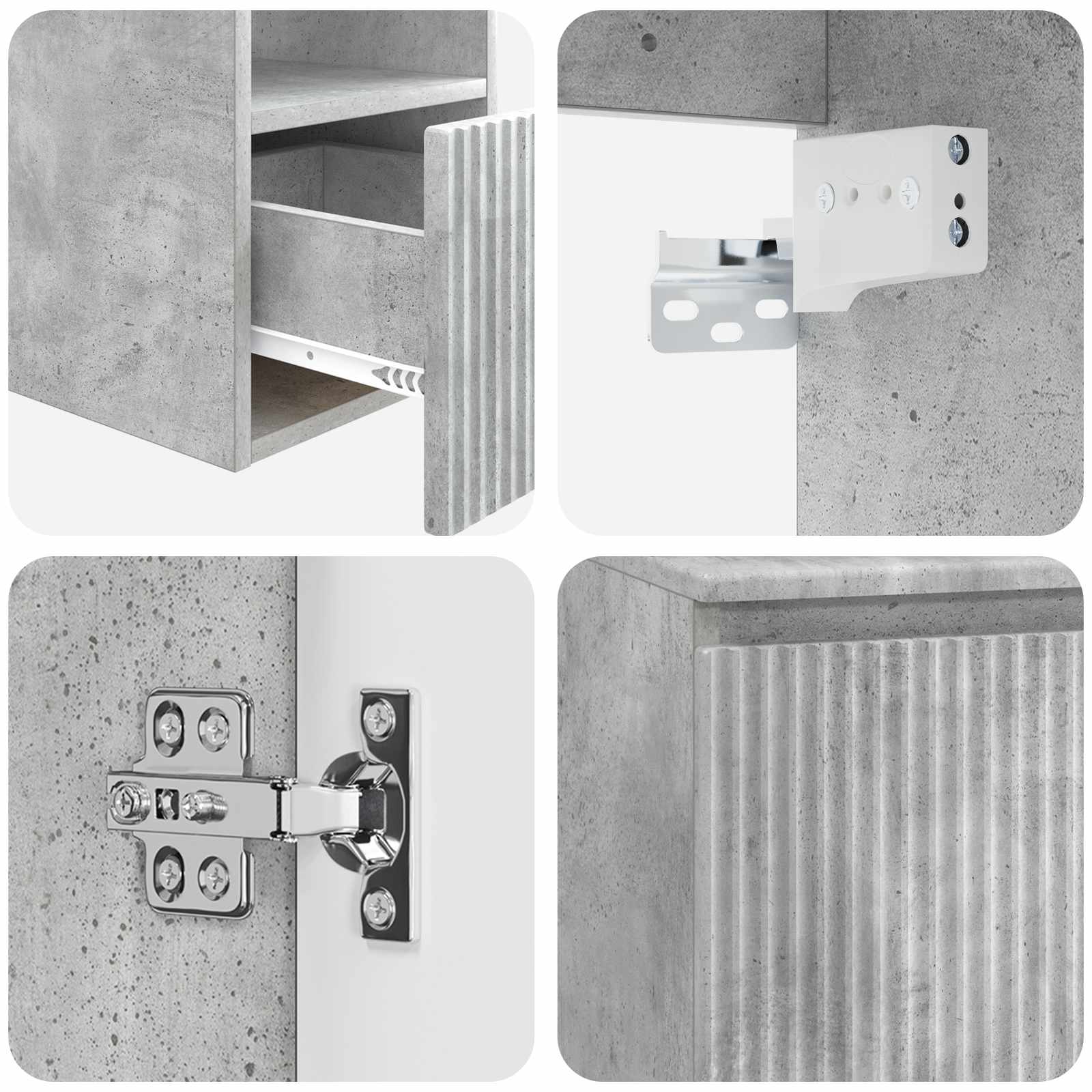 Badezimmermöbel-Set 2 stk. Betongrau Holzwerkstoff