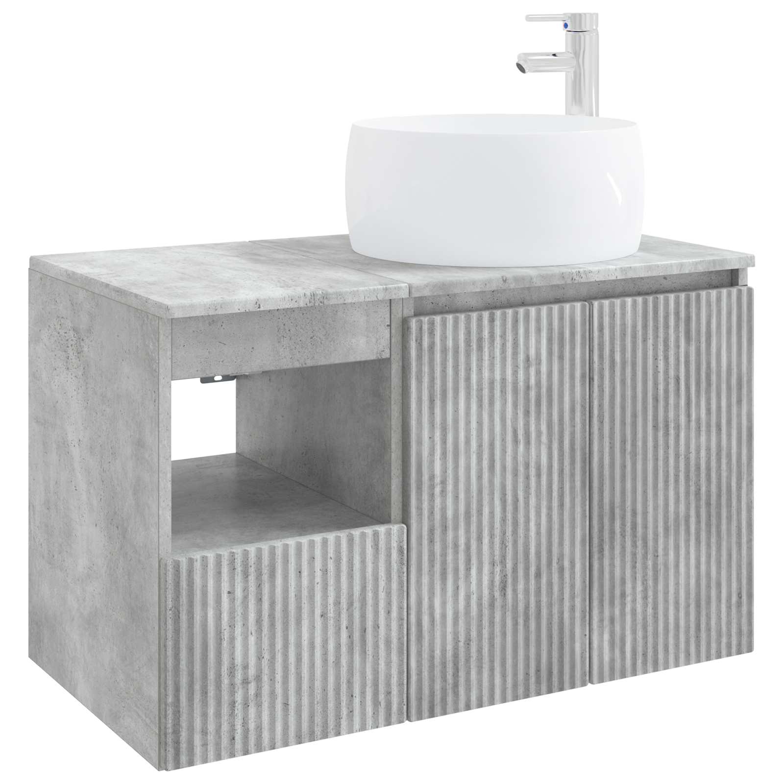 Badezimmermöbel-Set 2 stk. Betongrau Holzwerkstoff