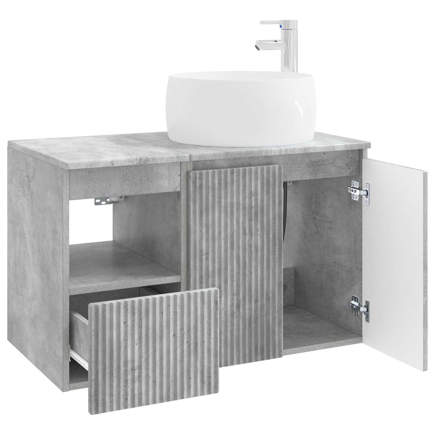 Badezimmermöbel-Set 2 stk. Betongrau Holzwerkstoff