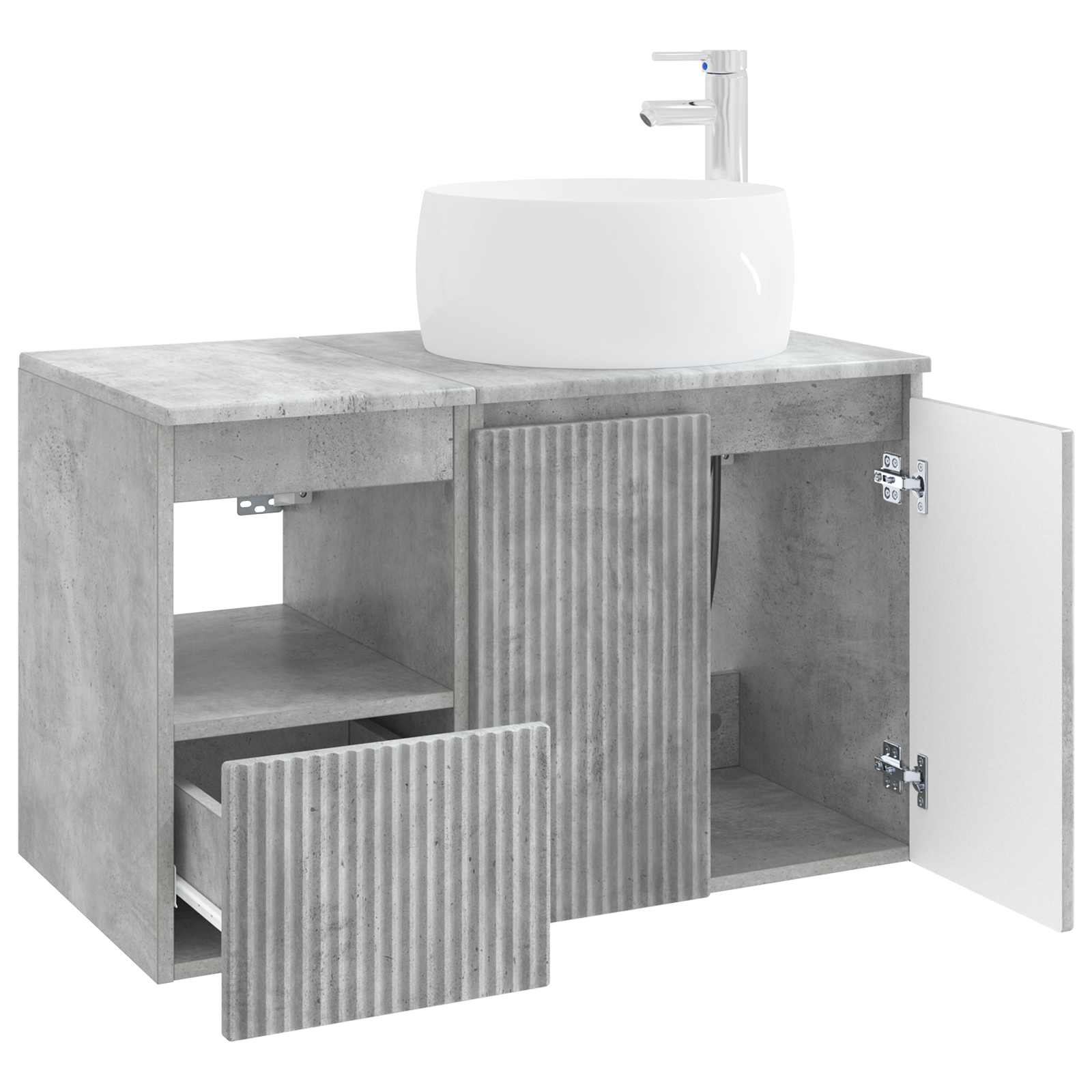 Badezimmermöbel-Set 2 stk. Betongrau Holzwerkstoff