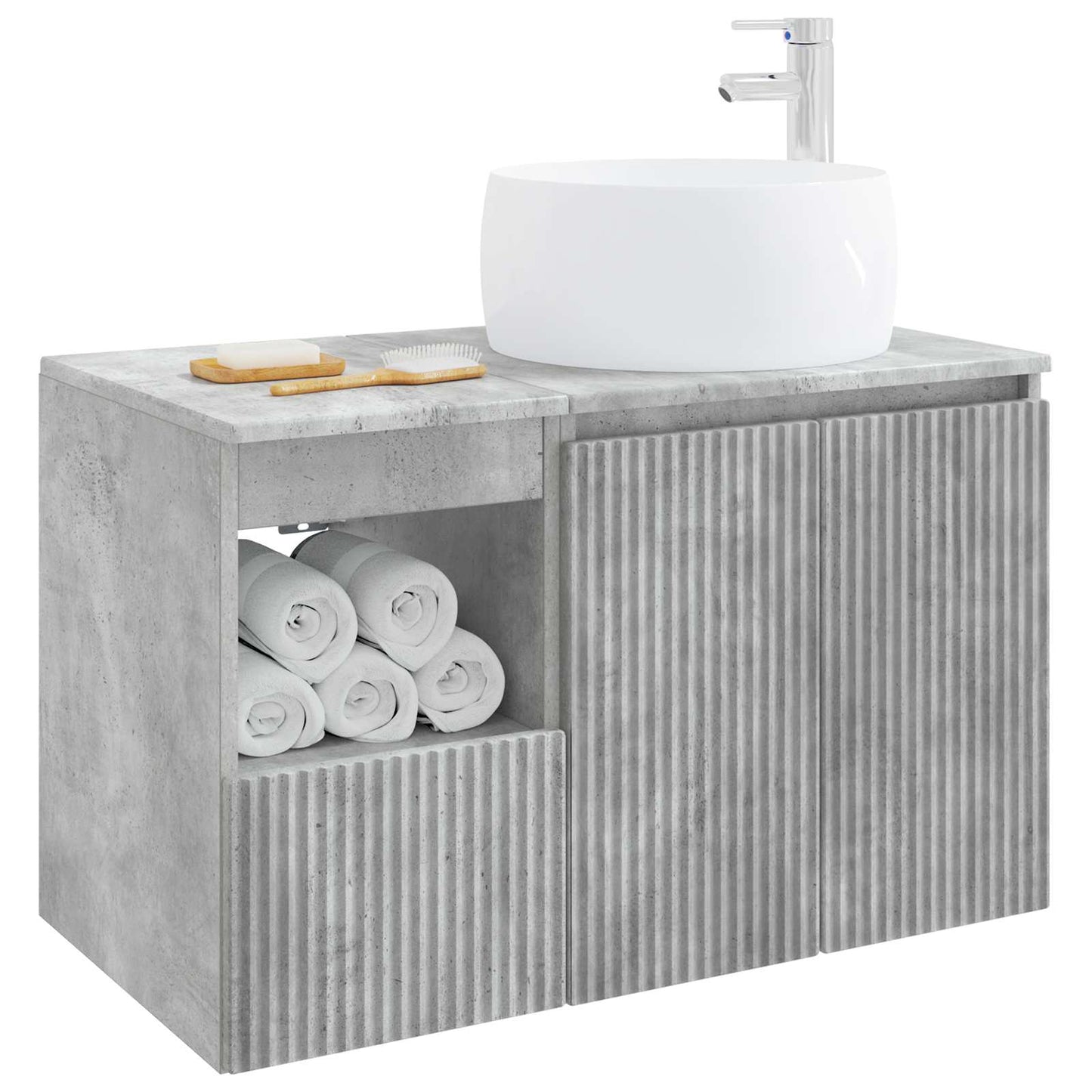 Badezimmermöbel-Set 2 stk. Betongrau Holzwerkstoff