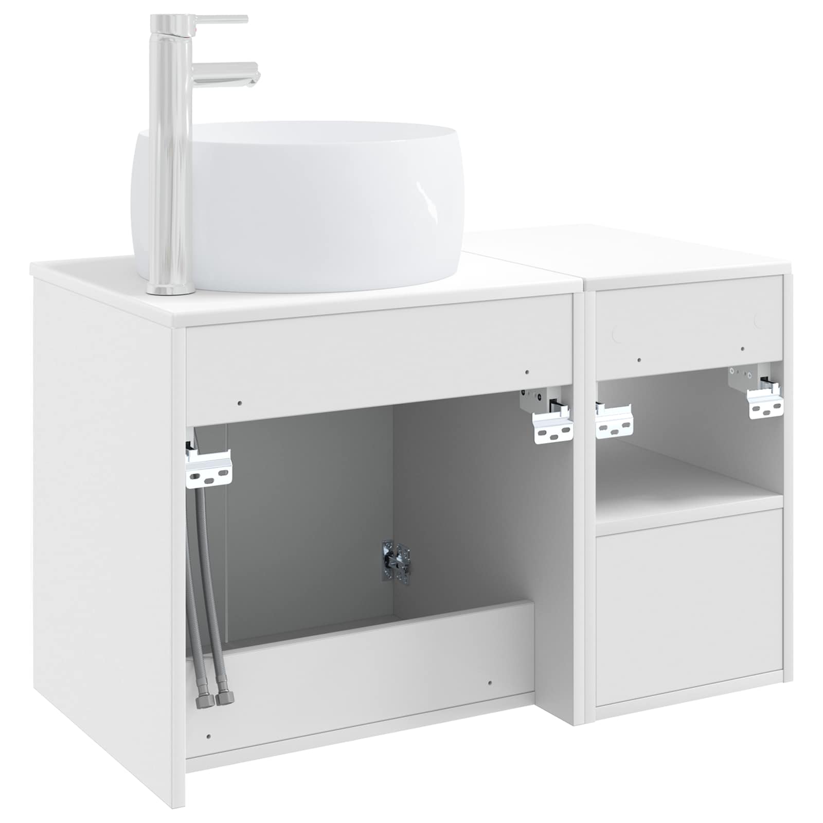 Badezimmermöbel-Set 2 stk. Hochglanz Weiß Holzwerkstoff
