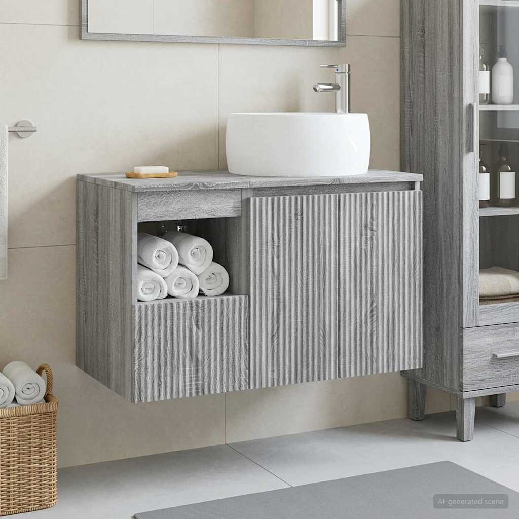 Badezimmermöbel-Set 2 stk. Grau Sonoma Holzwerkstoff