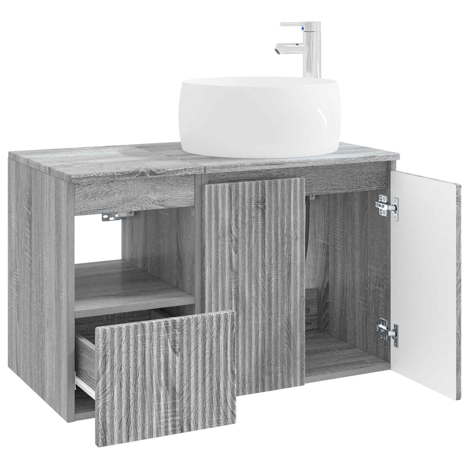 Badezimmermöbel-Set 2 stk. Grau Sonoma Holzwerkstoff