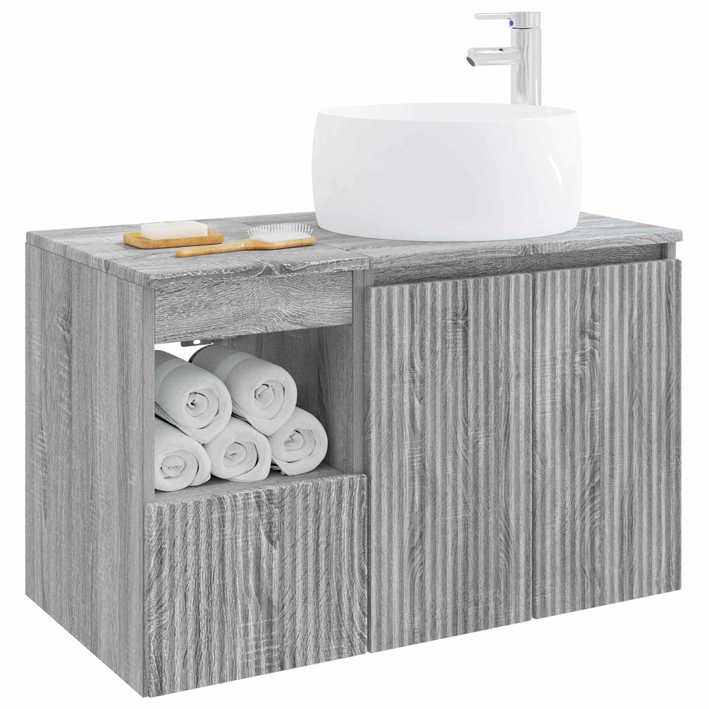 Badezimmermöbel-Set 2 stk. Grau Sonoma Holzwerkstoff