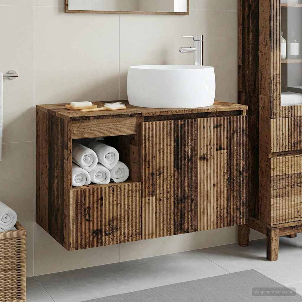 Badezimmermöbel-Set 2 stk. Altholz Holzwerkstoff