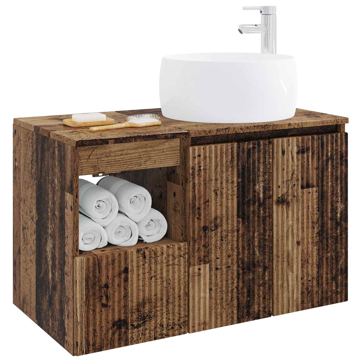 Badezimmermöbel-Set 2 stk. Altholz Holzwerkstoff