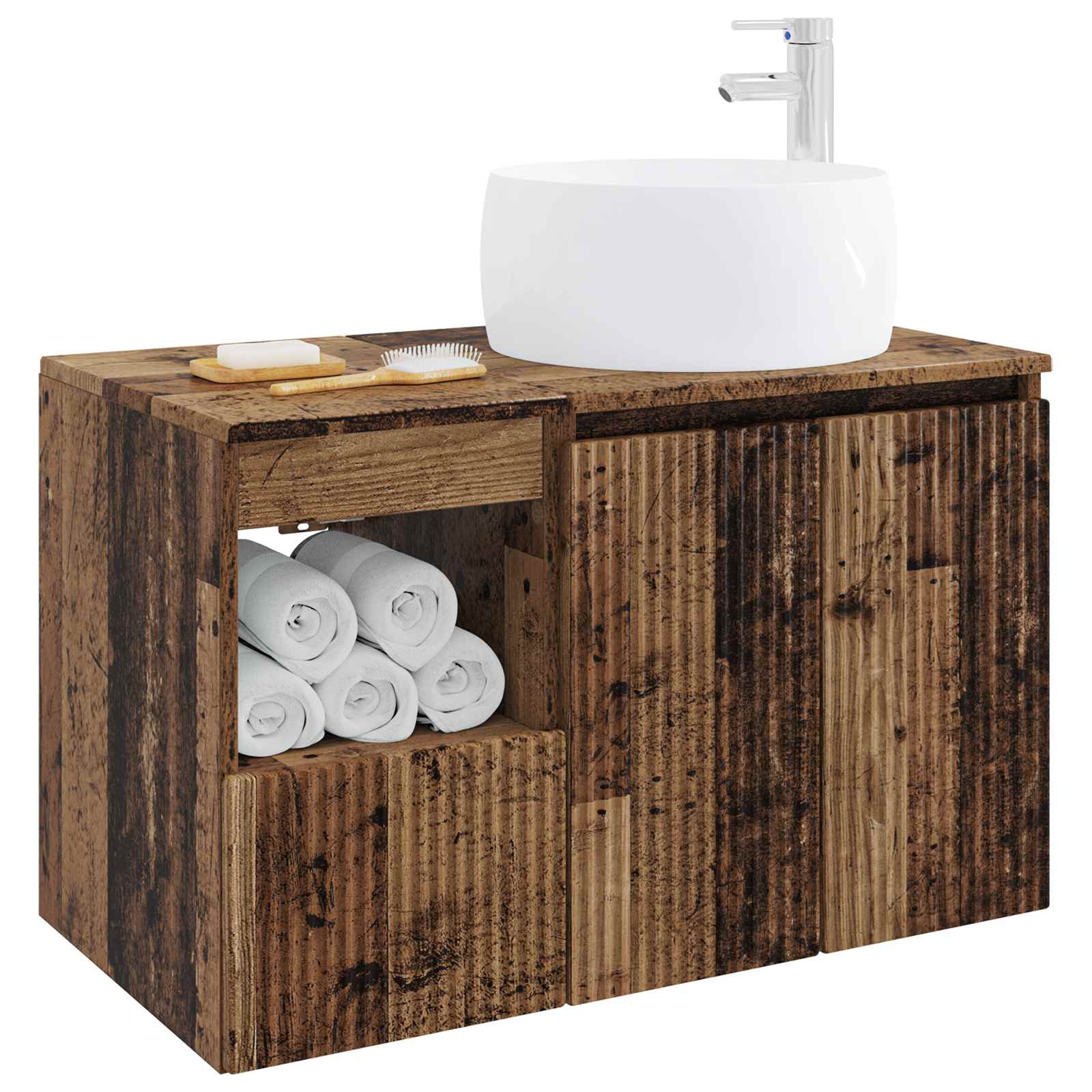 Badezimmermöbel-Set 2 stk. Altholz Holzwerkstoff