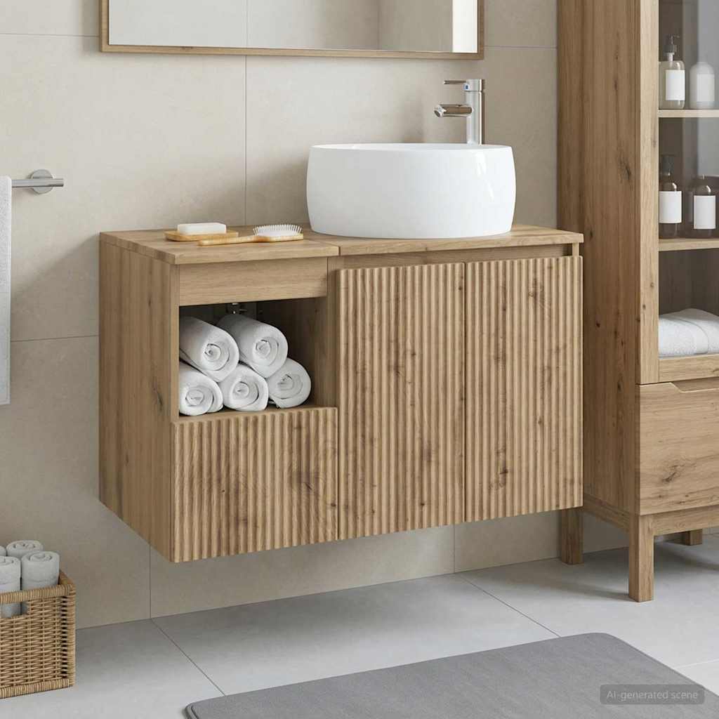 Badezimmermöbel-Set 2 Stk. Artisan-Eiche Holzwerkstoff
