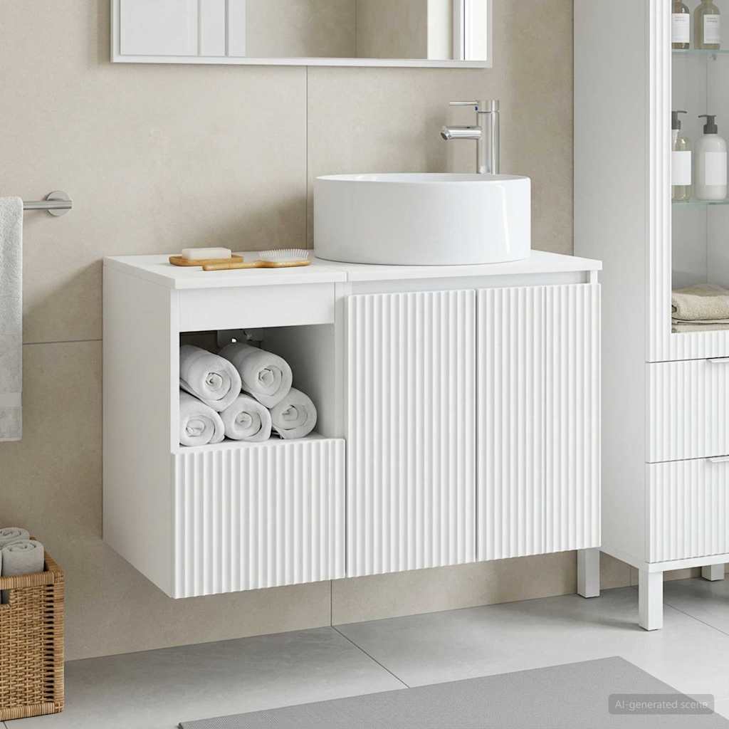 Badezimmermöbel-Set 2 stk. Weiß Holzwerkstoff